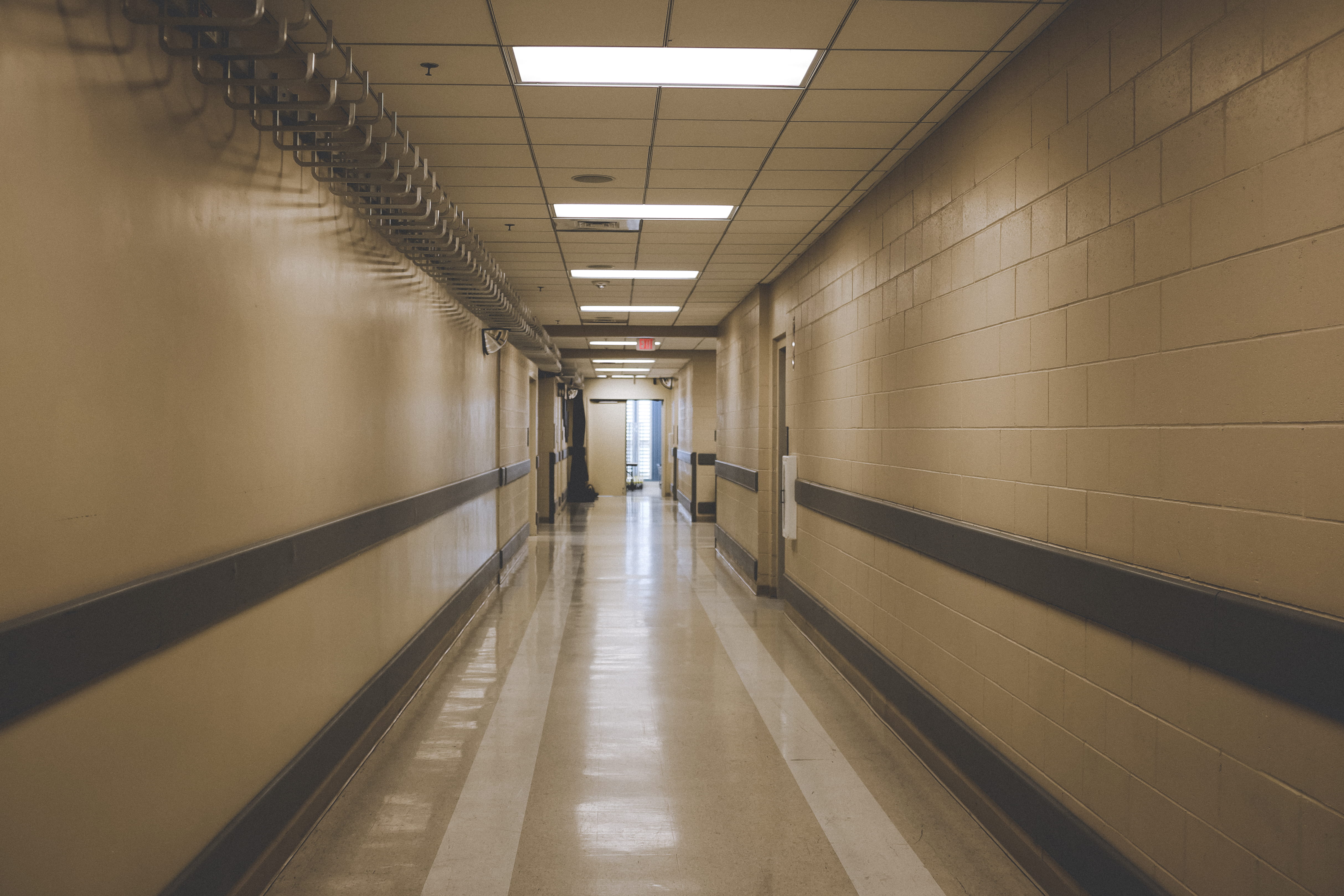 dark, ceiling, united states, hallway, scary, healthcare and medicine, flooring, lighting equipment, yellow, tiled floor, tile, arcade, architecture, school, HD Wallpaper