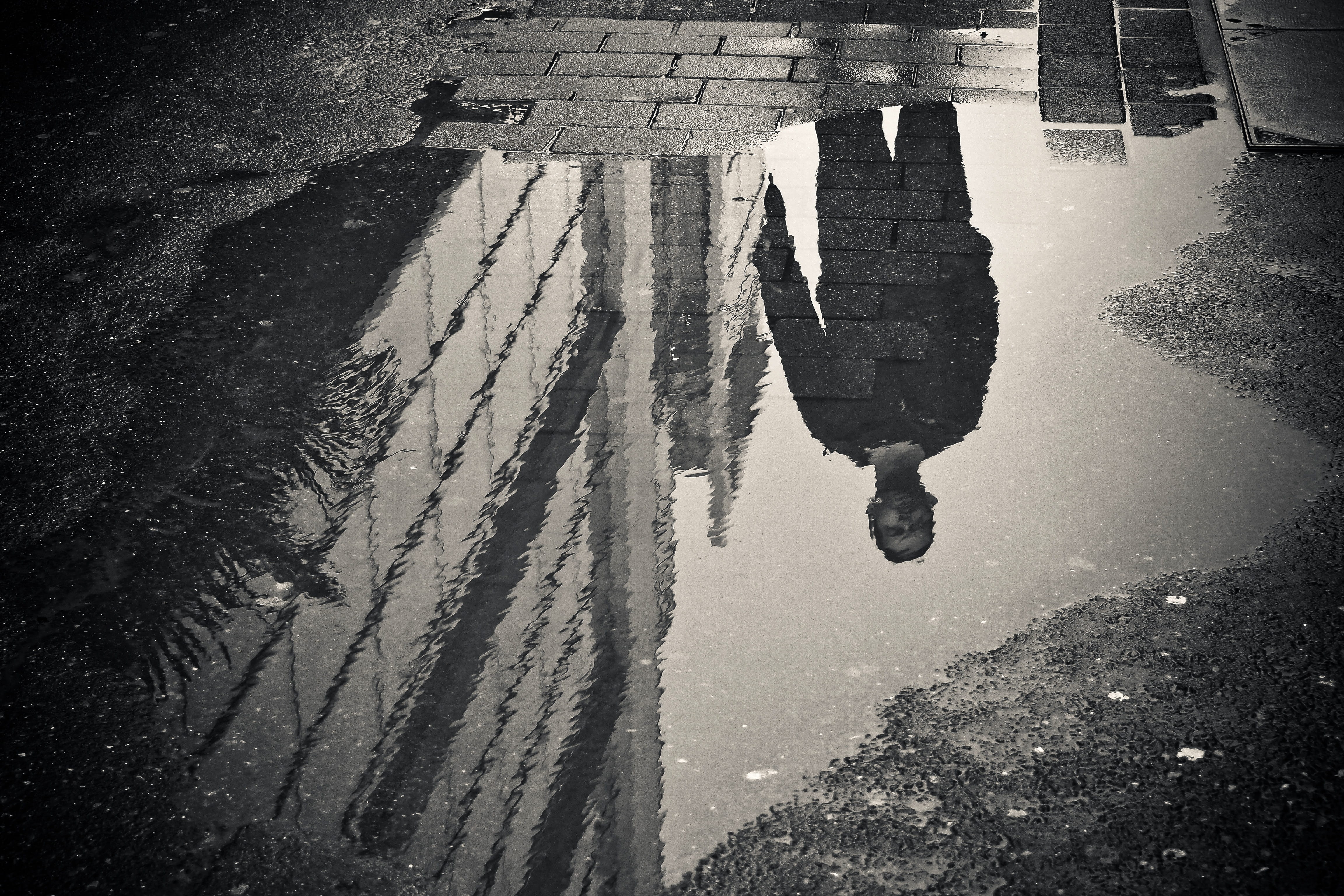 nature, wet, weather, raining, real people, architecture, rain, outdoors, asphalt, street, high angle view, road, grey, built structure, out, paving stones, HD Wallpaper