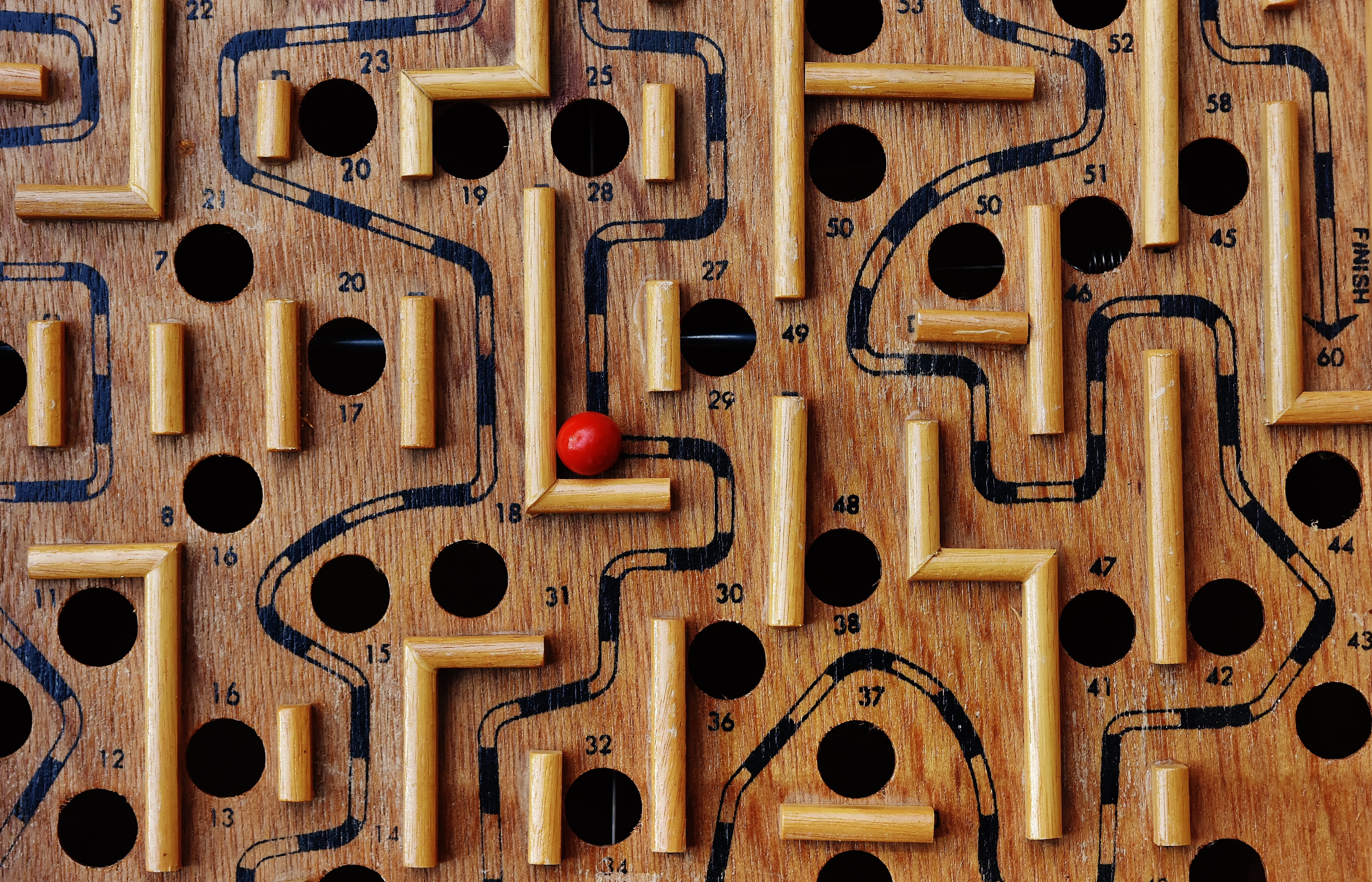 brown, 5K, wood, electrical equipment, fun, large group of objects, directly above, red, day, metal, gameboard, wooden, puzzle, backgrounds, ball, wood - material, HD Wallpaper