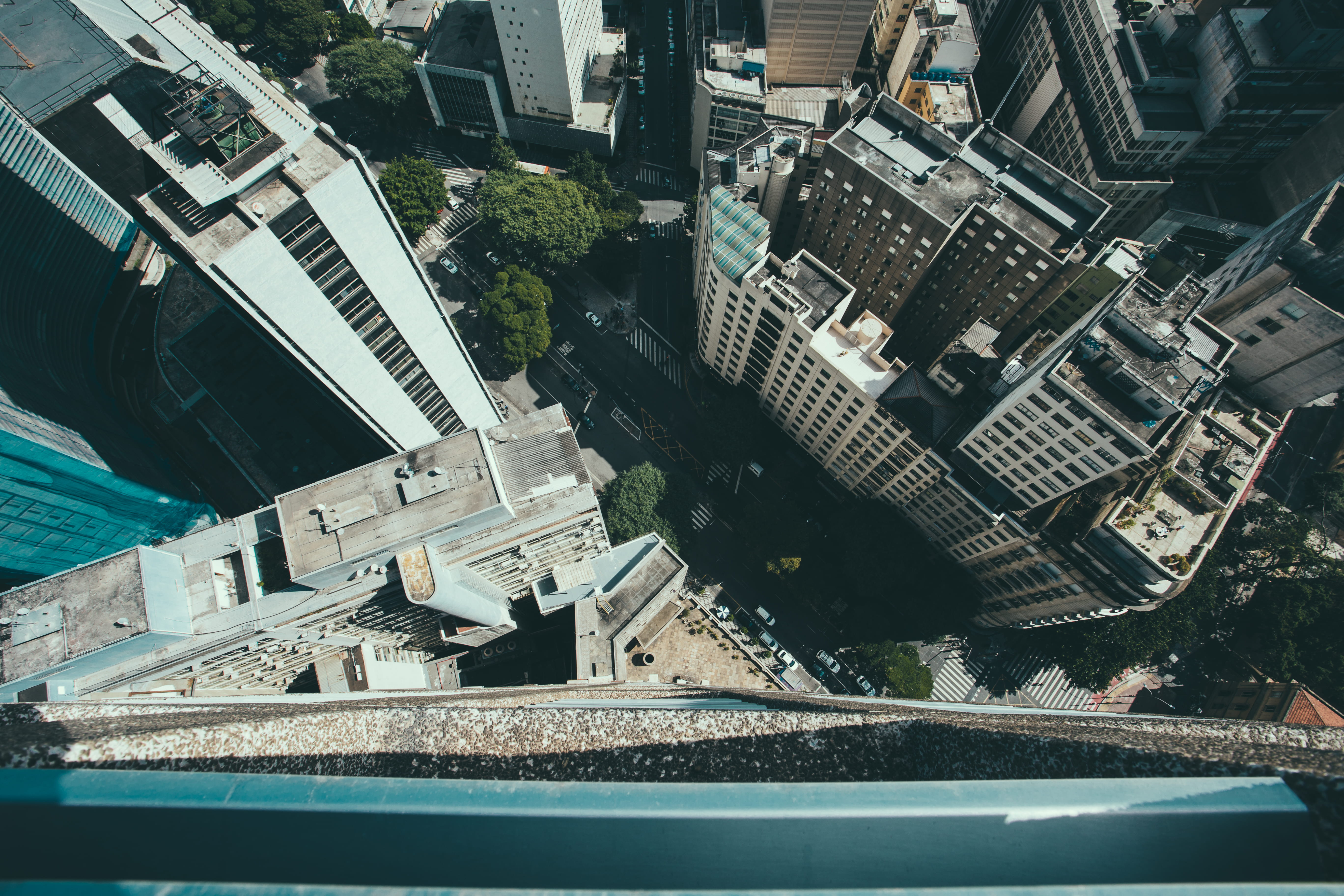 office building exterior, tilt, 5K, cityscape, built structure, skyscraper, building, view, architecture, high angle view, mode of transportation, no people, HD Wallpaper