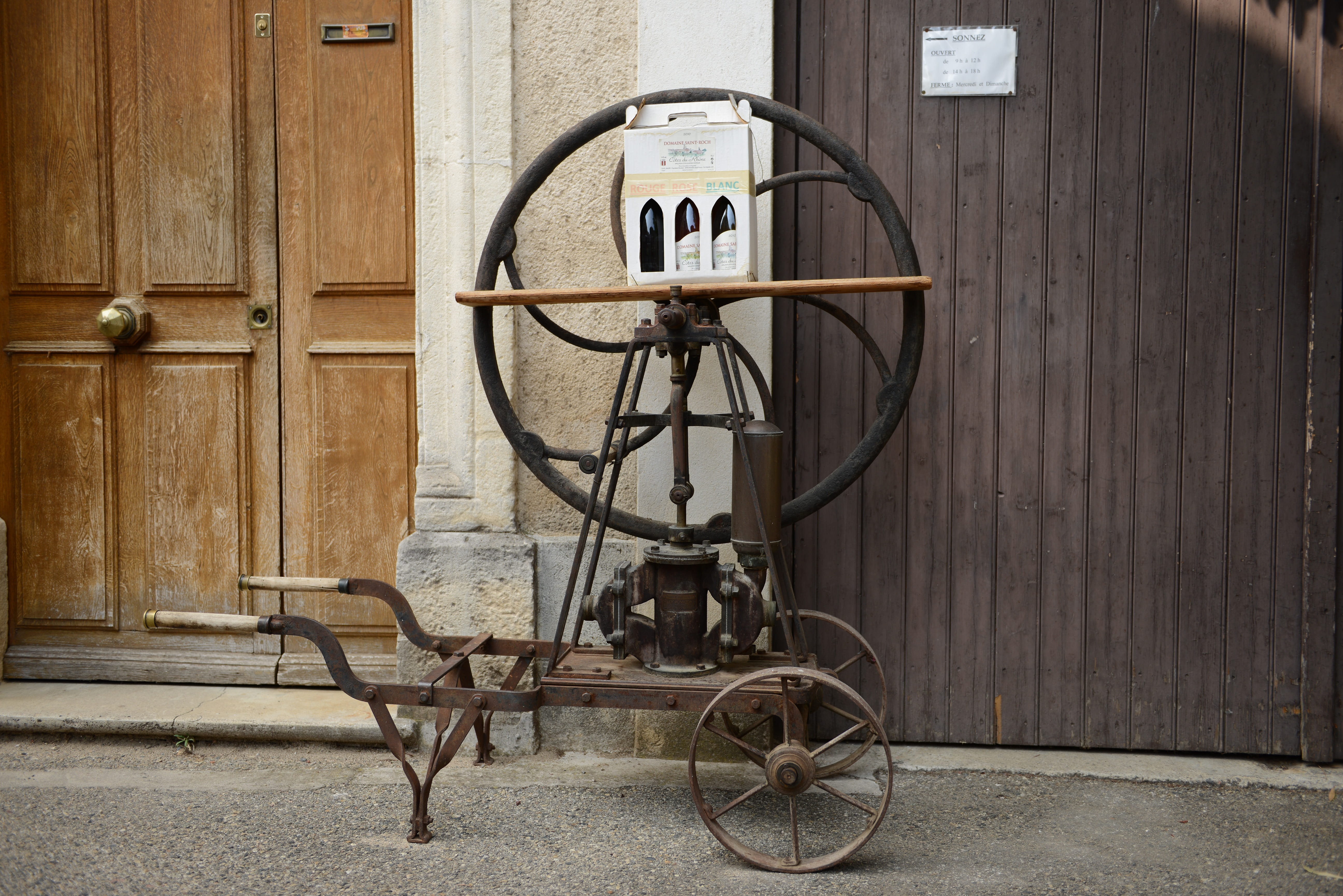bicycle, wine, cart, day, Wine Press, architecture, Old, mode of transportation, retro Styled, Goal, obsolete, 5K, entrance, transportation, wood - material, HD Wallpaper