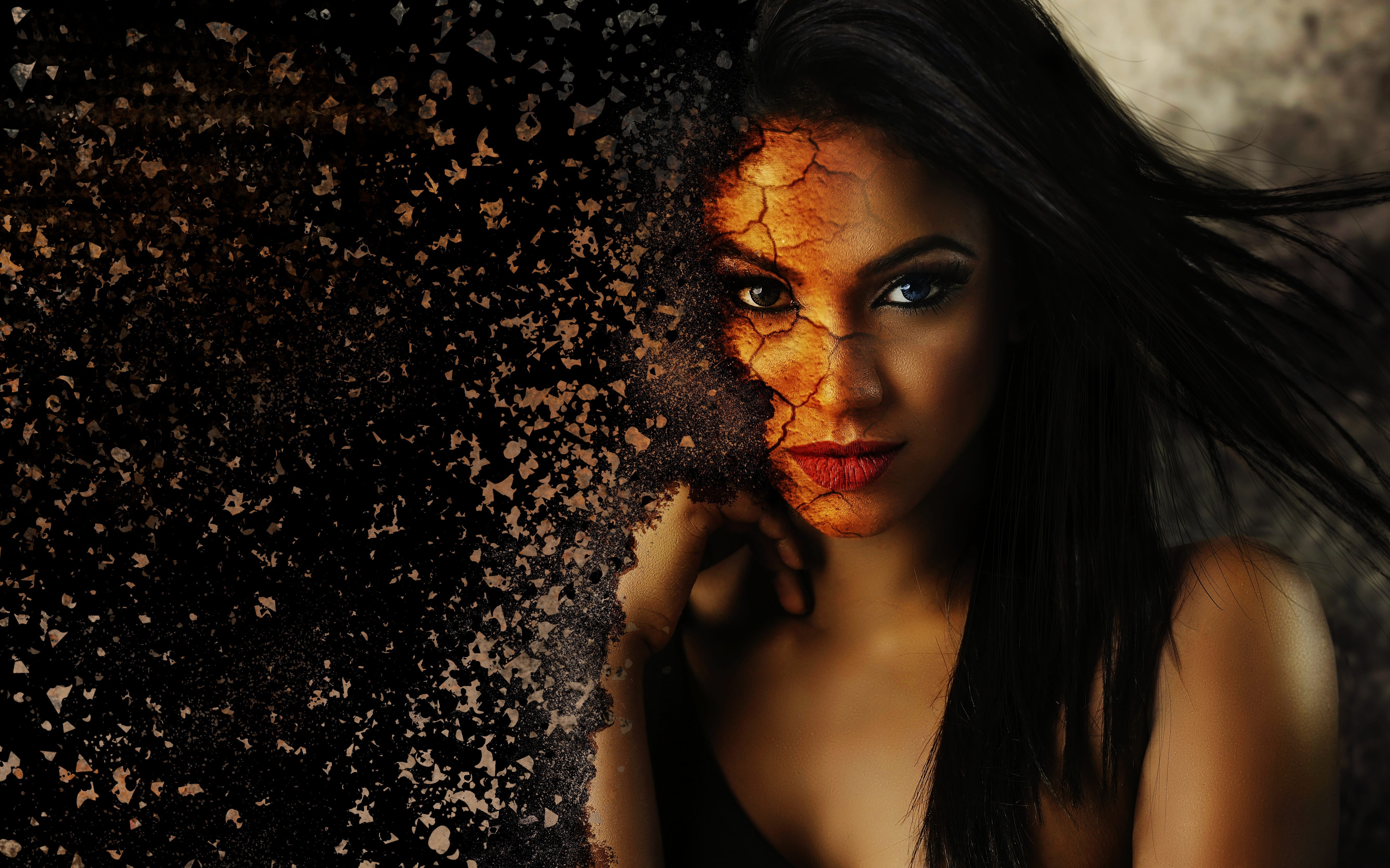 resolve, human face, females, make-up, attractive, black hair, glamour, headshot, beautiful people, witch, women, beauty, hair, beautiful, beautiful woman, HD Wallpaper
