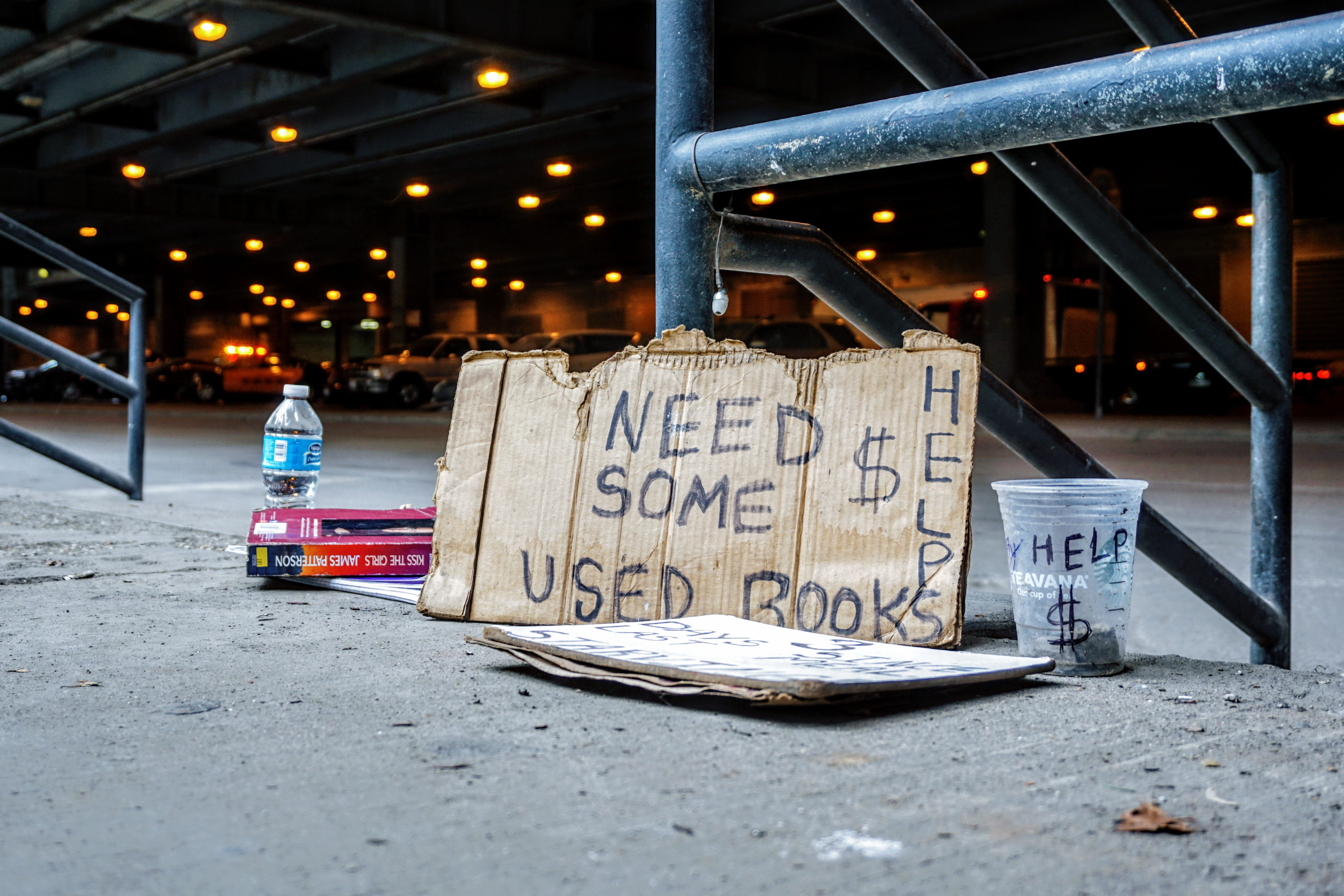 building exterior, urban, broke, road, script, cars, information, night, ground, business, box, pavement, western script, signboard, glass, money, brown, HD Wallpaper