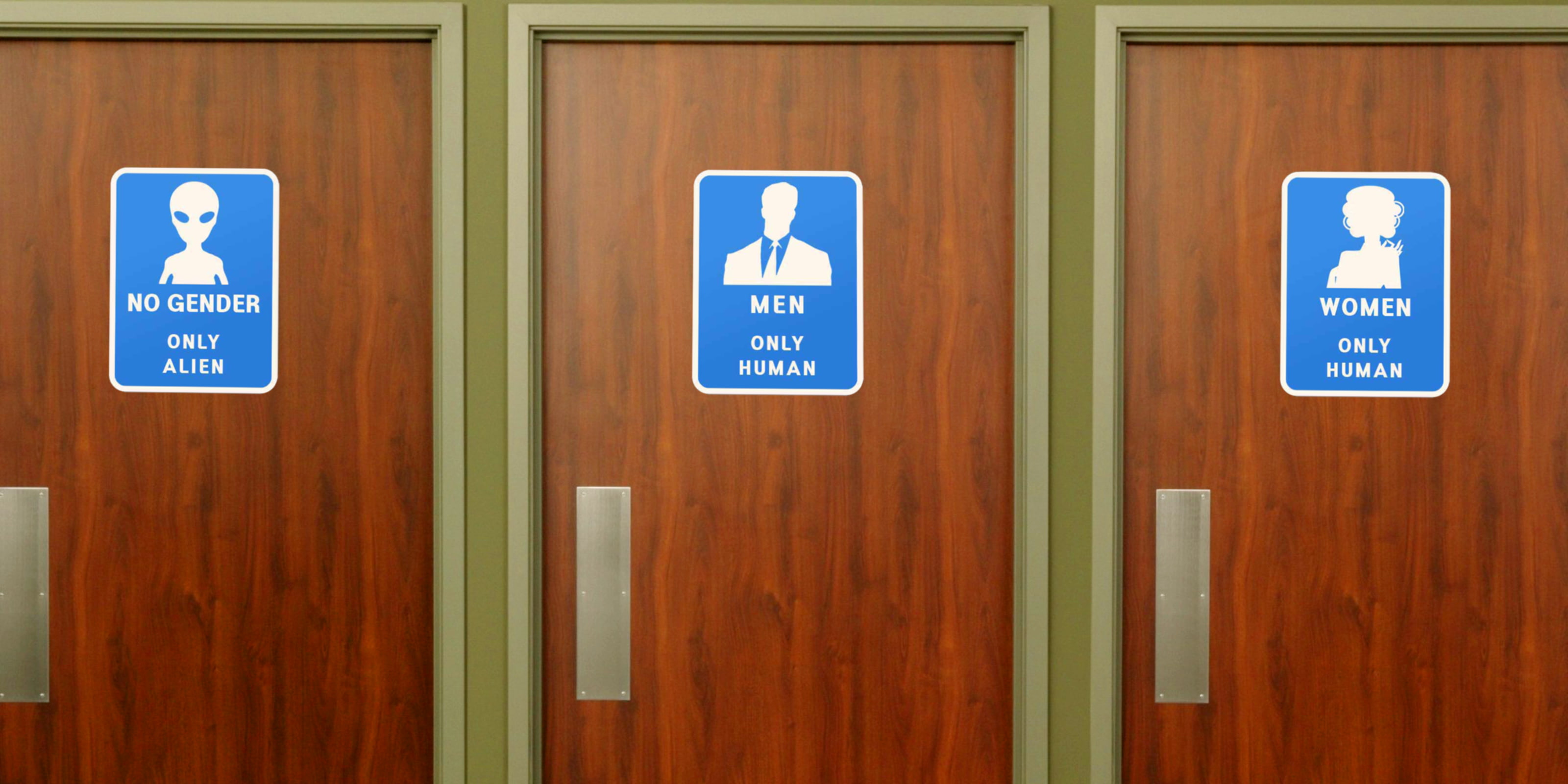 door, 2K, render, humor, sign, HD Wallpaper