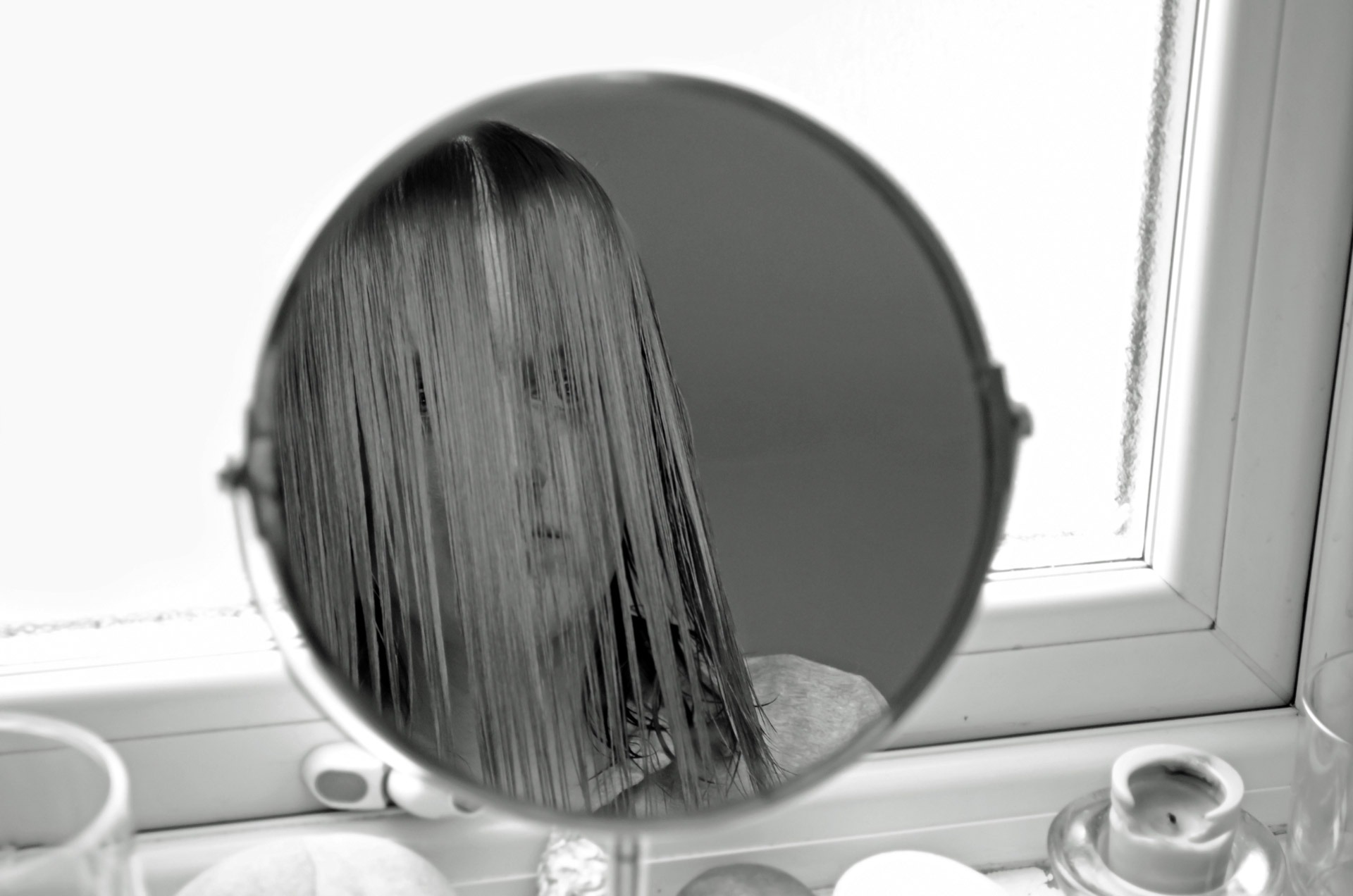 face, black, portrait, looking, near, nature, mirror, domestic room, indoors, female, girl, technology, no people, dissatisfaction, white, bathroom, woman, HD Wallpaper