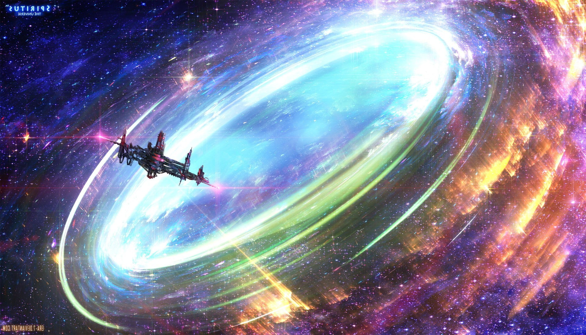beauty in nature, scenics - nature, astronomy, Colorful, exploration, 1080P, air vehicle, multi colored, nature, sky, artwork, Space Art, planet - space, HD Wallpaper