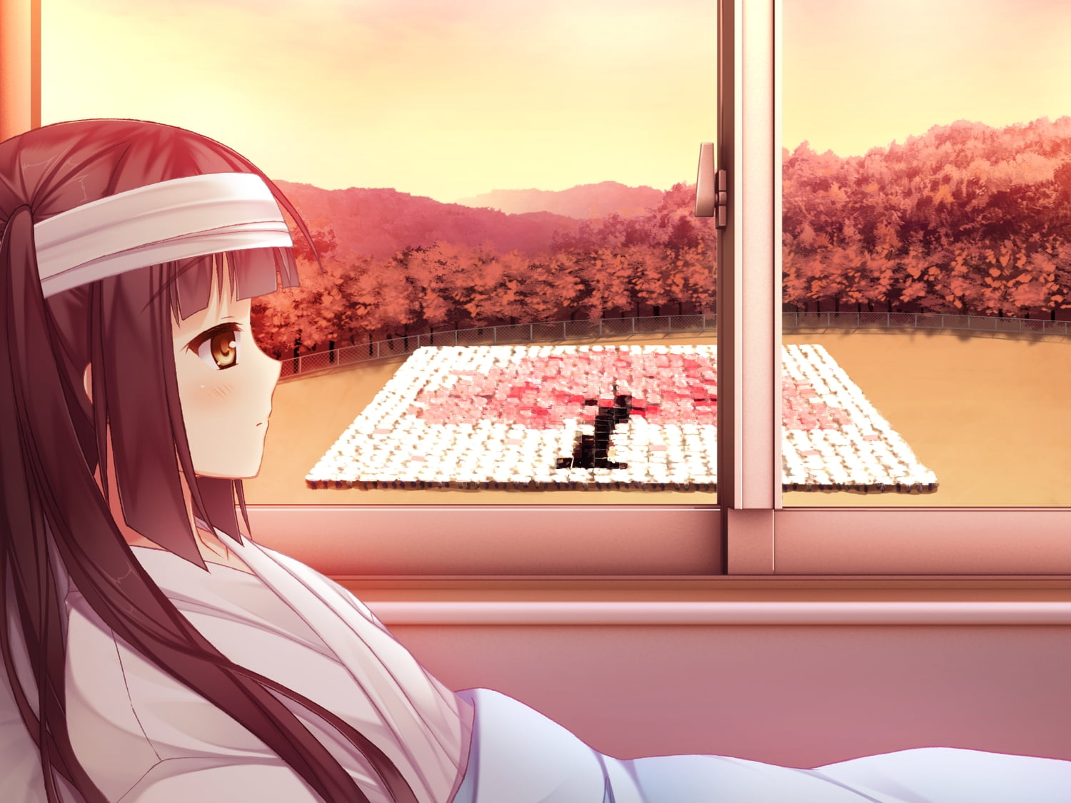 people, kazama minto, indoors, real people, sky, black, day, architecture, furniture, glass - material, woman, sakura no reply, haired, built structure, HD Wallpaper