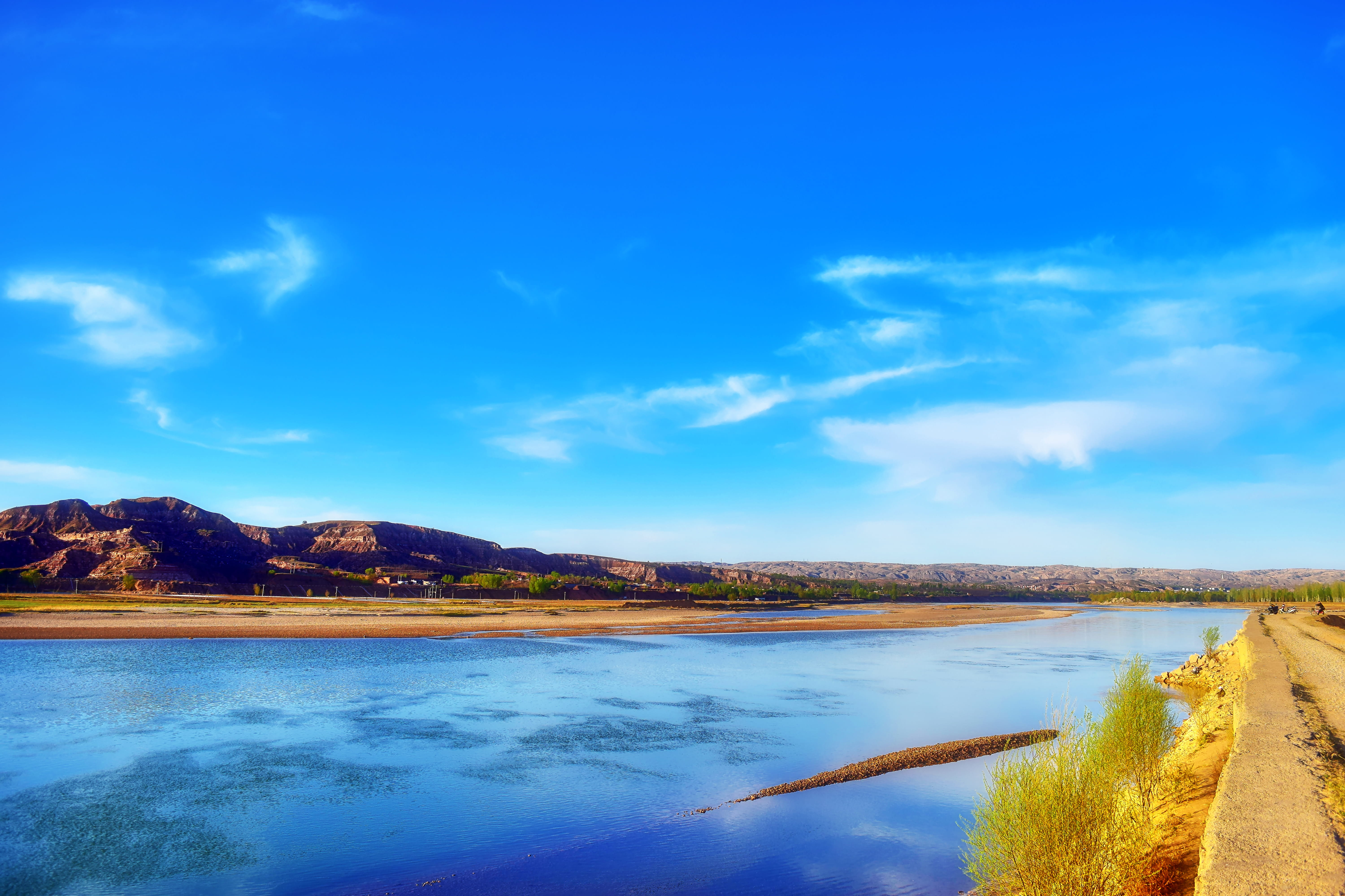 water, 云, china, blue, scenics - nature, sky, cloud - sky, 忻州, plant, tranquil scene, no people, 山西, tranquility, 晴朗, landscape, environment, reflection, HD Wallpaper