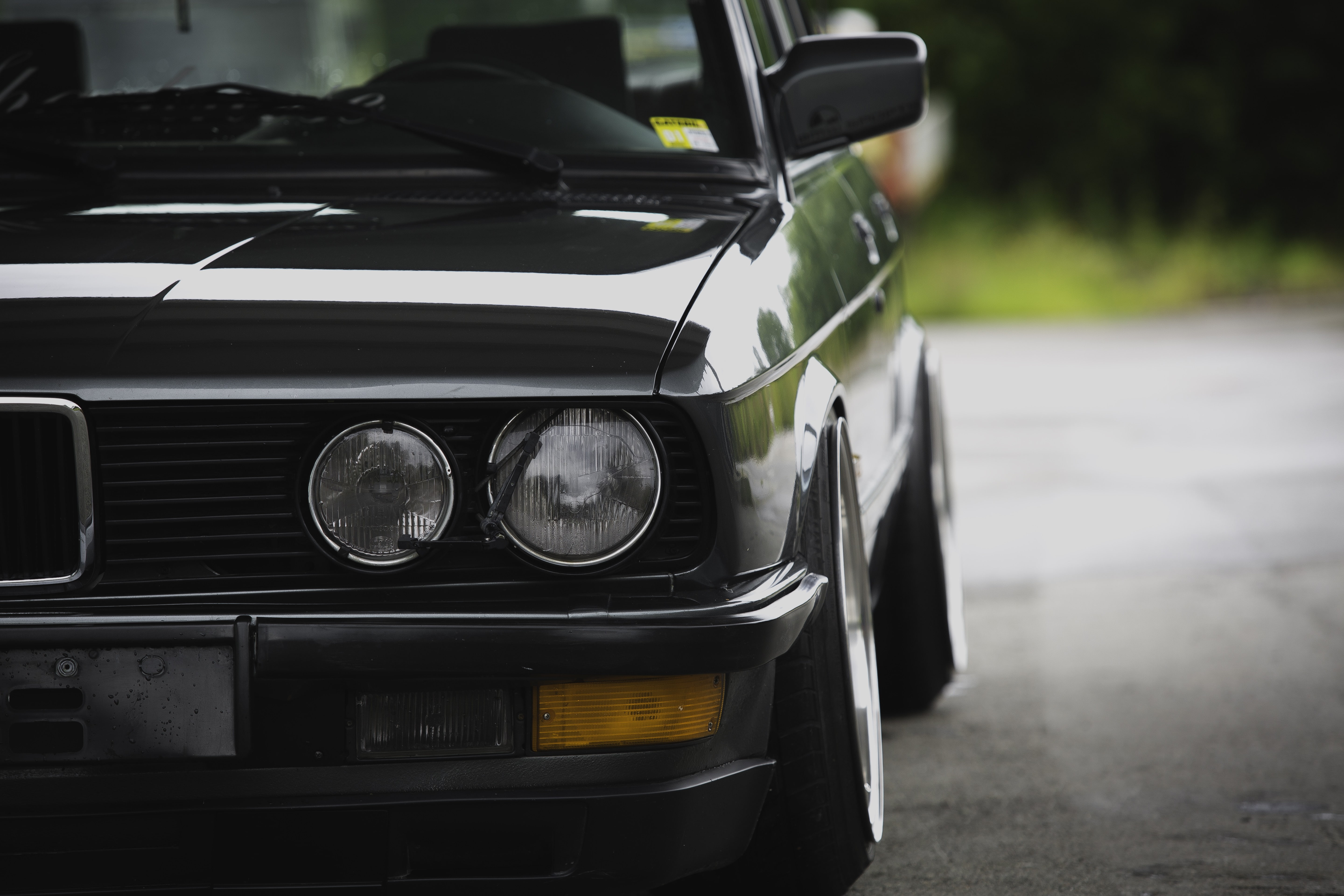 Problemsolver, retro styled, transportation, summer, parking, close-up, Stance, mode of transportation, focus on foreground, BMW E28, motor vehicle, selective focus, HD Wallpaper