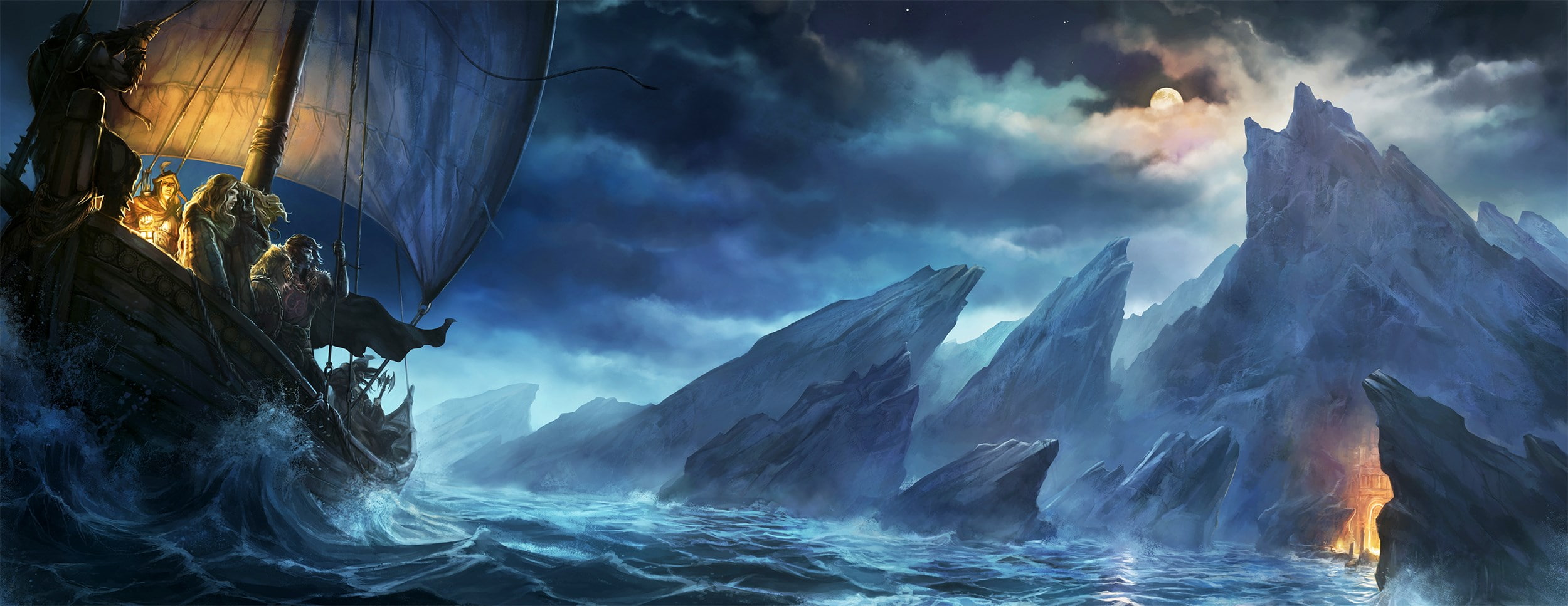 land, 1080P, dragons dogma dark arisen, beauty in nature, dramatic sky, storm, winter, dark, blue, motion, power in nature, nature, outdoors, sea, cold temperature, HD Wallpaper