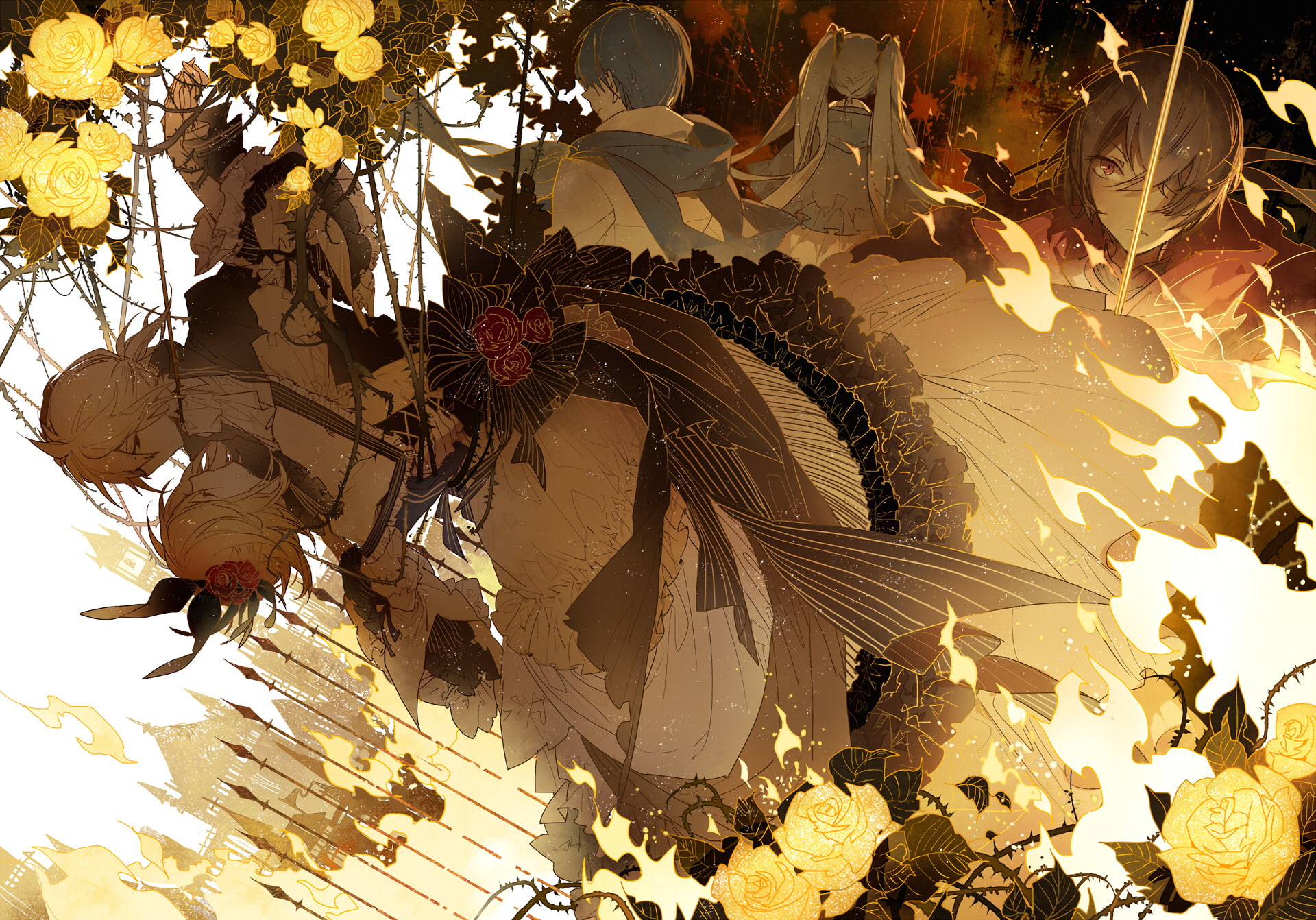 Vocaloid, Anime, 1080P, Len Kagamine, Kaito (Vocaloid), Rin Kagamine, Gakupo Kamui, Hatsune Miku, HD Wallpaper