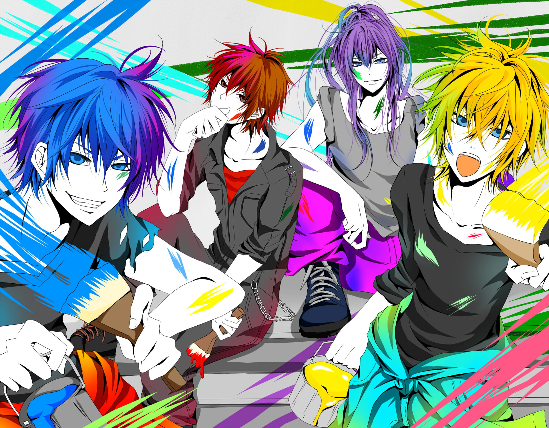 Hiyama Kiyoteru, 1080P, Kaito (Vocaloid), Anime, Len Kagamine, Vocaloid, Gakupo Kamui, HD Wallpaper
