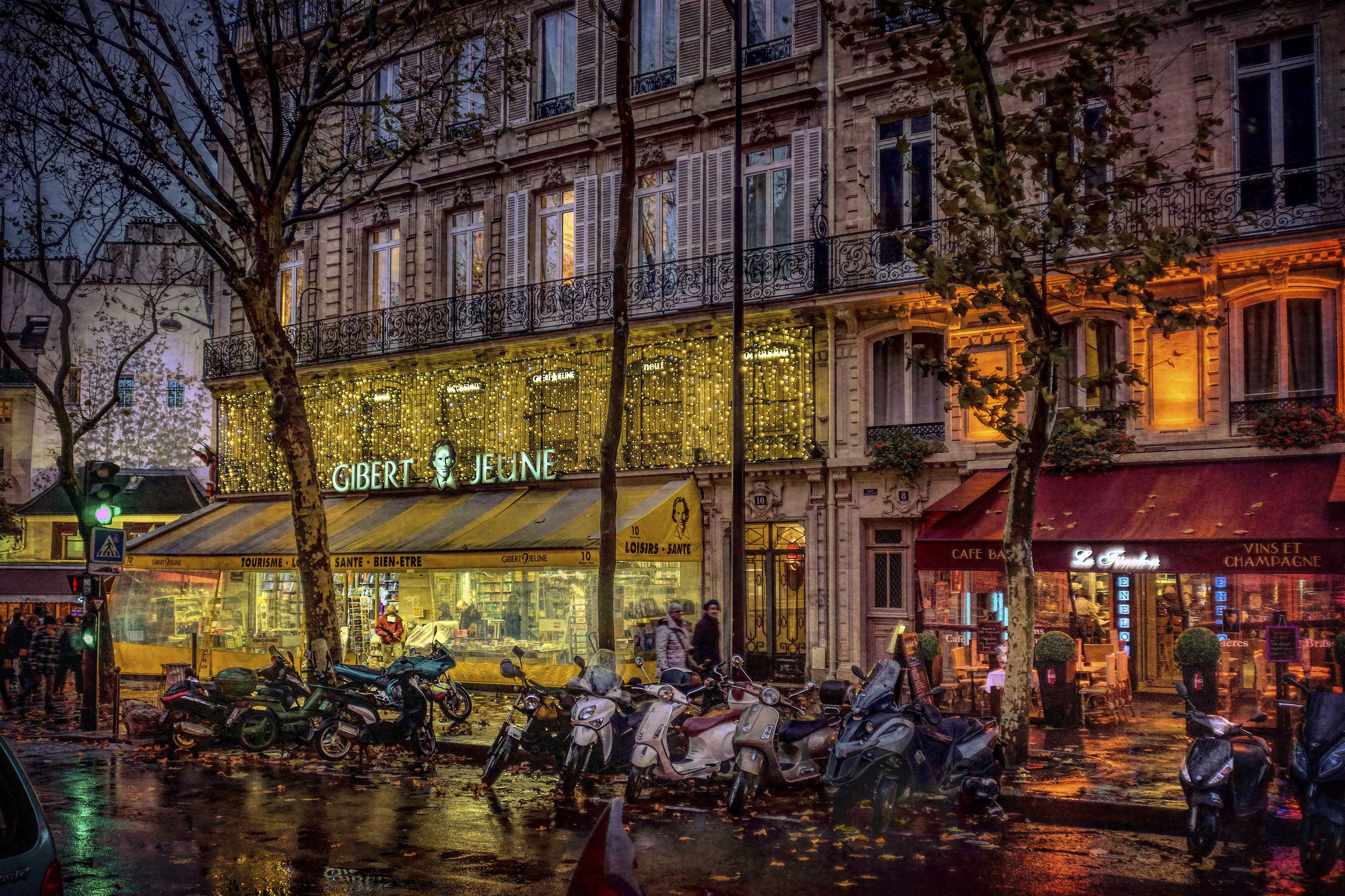 motorcycles, Paris, 5K, Quartier Latin, HD Wallpaper