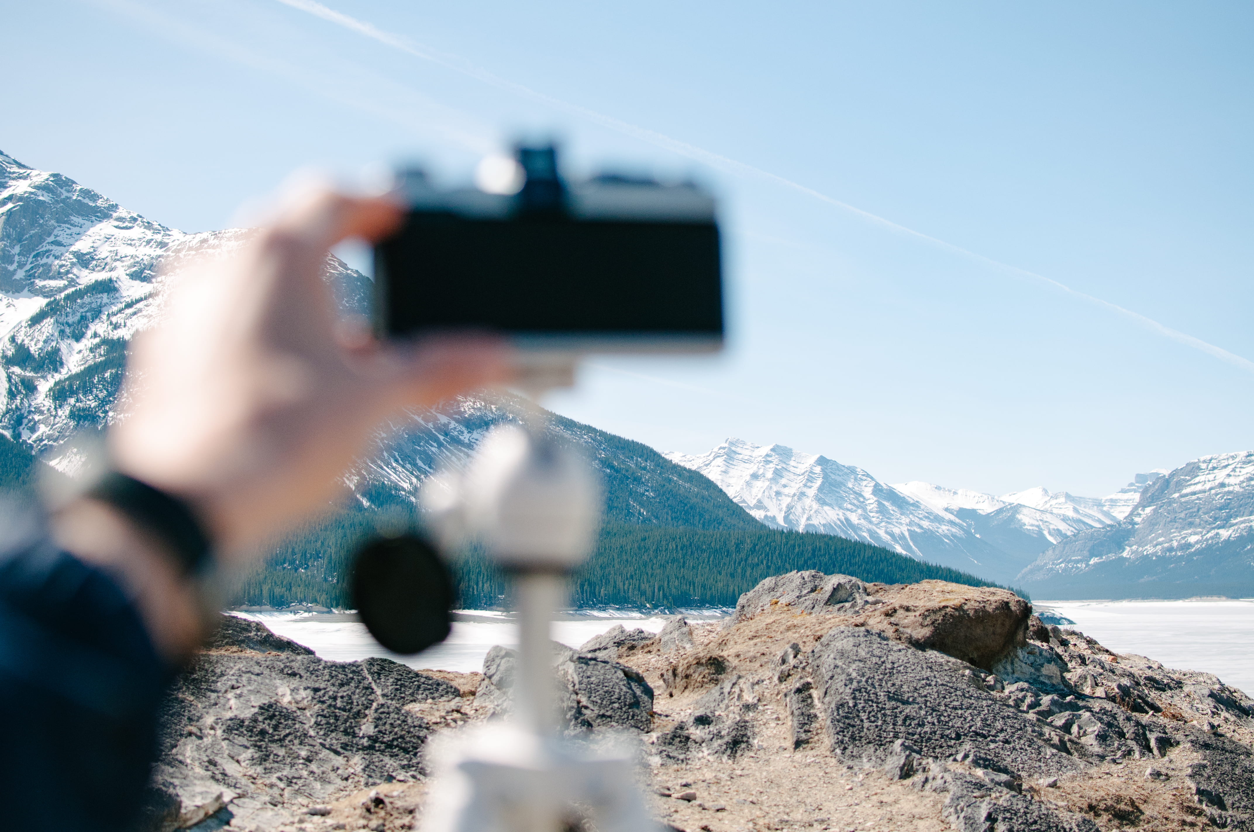 snow, hand, explore, focus, technology, human hand, scenics - nature, camp, camera, mountains, adventure, holding, distance, camera - photographic equipment, HD Wallpaper