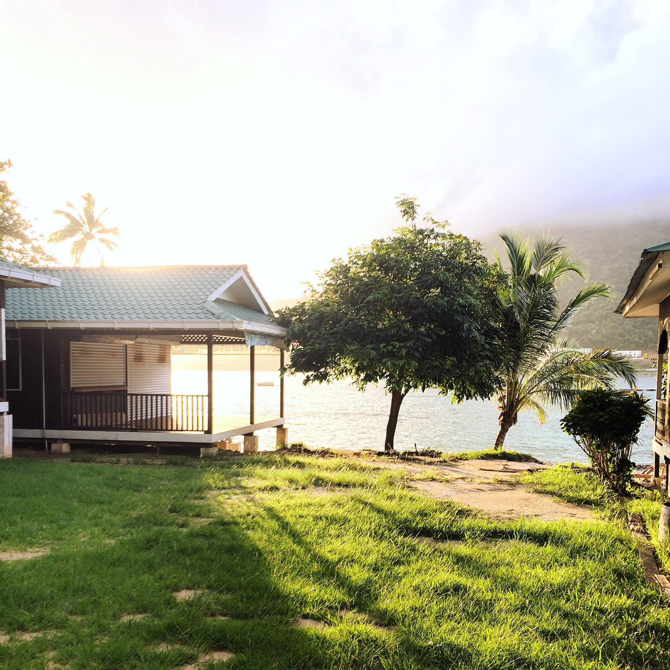 building exterior, island, plant, growth, built structure, no people, tropical climate, sea, land, palm tree, palm, malaysia, tree, field, sunset, house, Phone HD Wallpaper