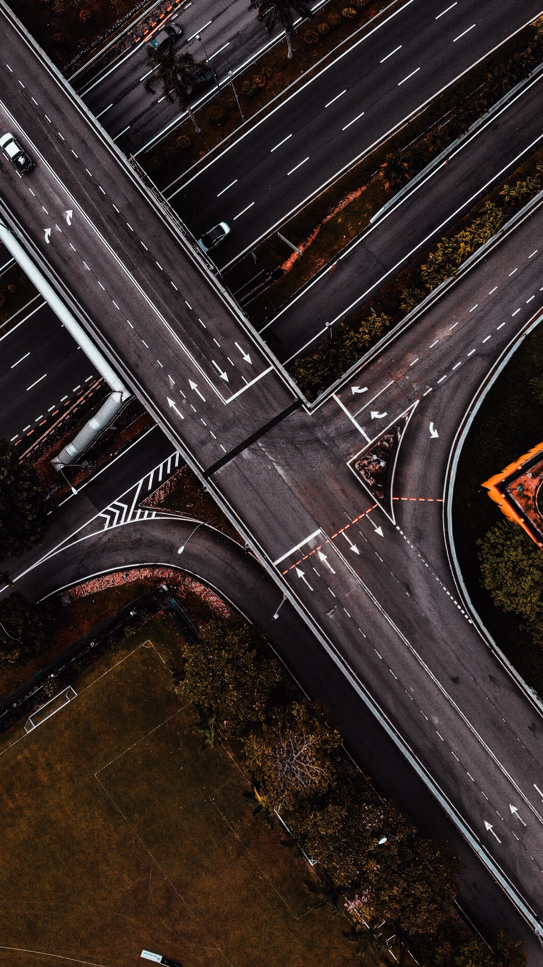 layers, intersection, highway, urban, view, drone, connection, architecture, outdoors, nature, motor racing track, sistem penyuraian trafik kuala lumpur barat, Phone HD Wallpaper
