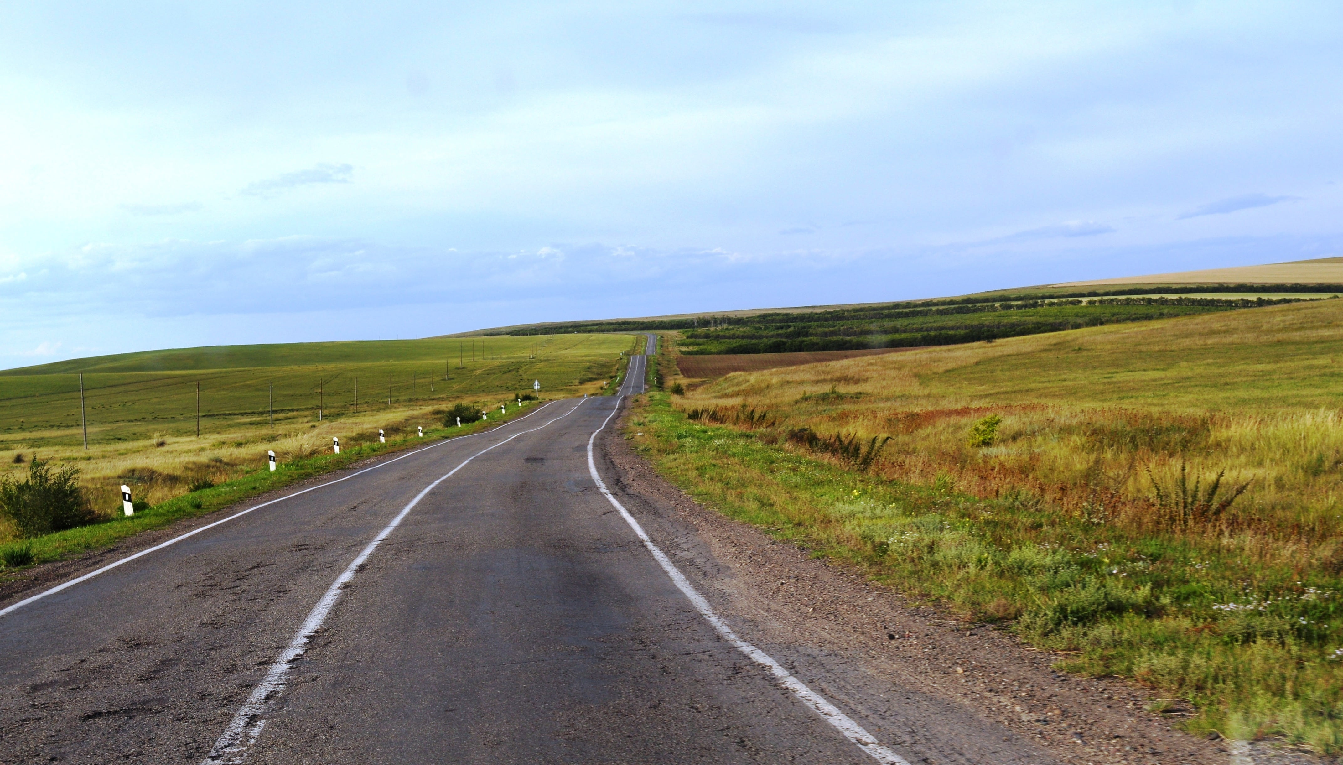 path, countryside, field, tranquil scene, drive, view, hill, sky, long, adventure, nature, diminishing perspective, clouds, transportation, direction, tranquility, HD Wallpaper