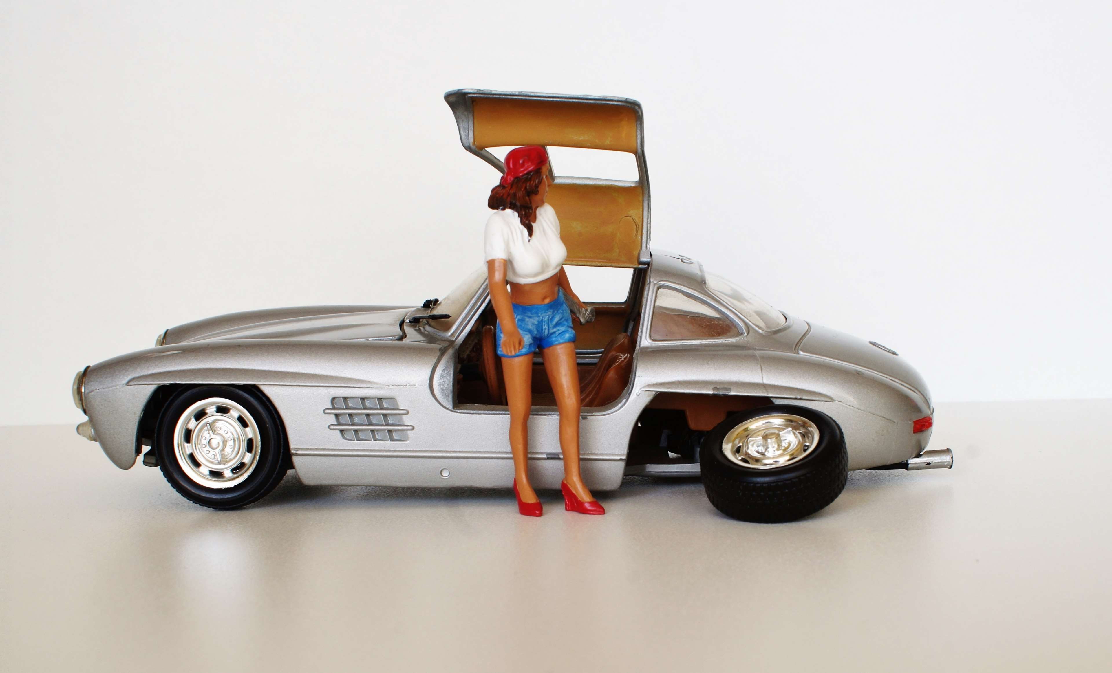 young adult, workshop, mechanic, 300sl, mercedes, full length, motor vehicle, model, old, diorama, oldtimer, classic, one person, road trip, mode of transportation, HD Wallpaper