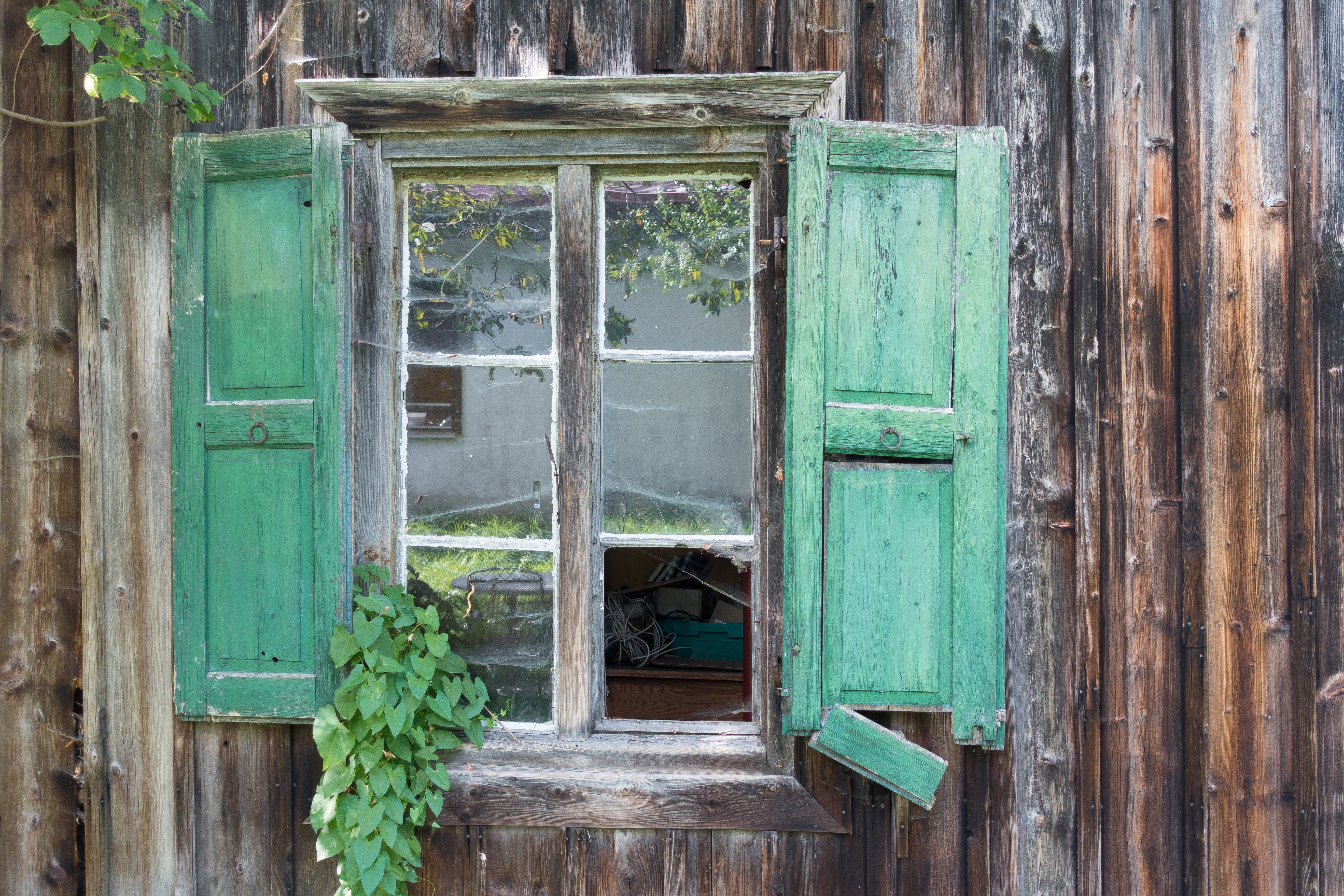 no people, day, closed, brown, cobweb, built structure, glass - material, broken, building exterior, turquoise colored, glass, scale, barn, wood - Material, HD Wallpaper