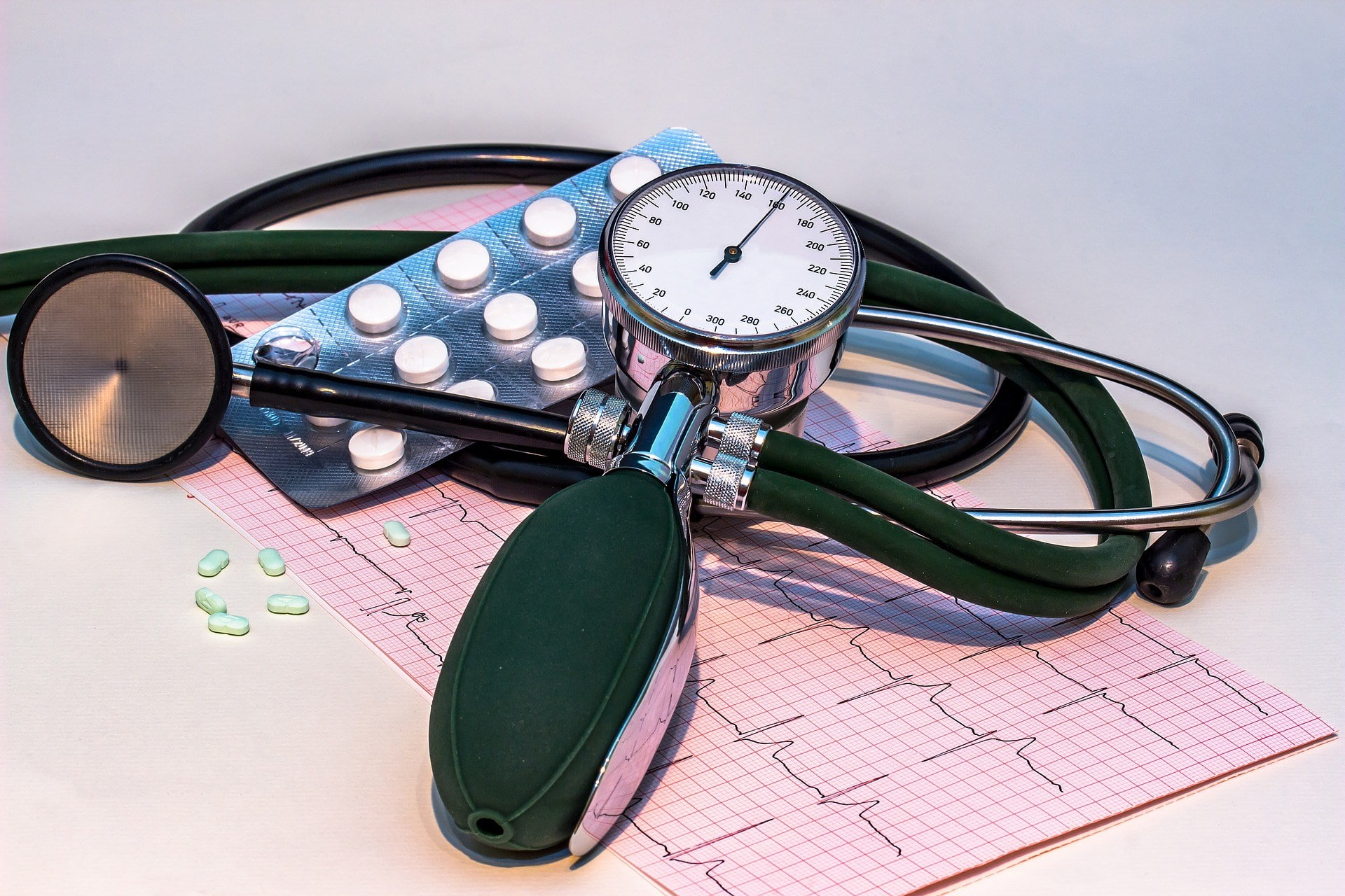 stethoscope, medical, equipment, time, no people, gauge, white background, indoors, medical equipment, personal accessory, 1080P, studio shot, fashion, HD Wallpaper