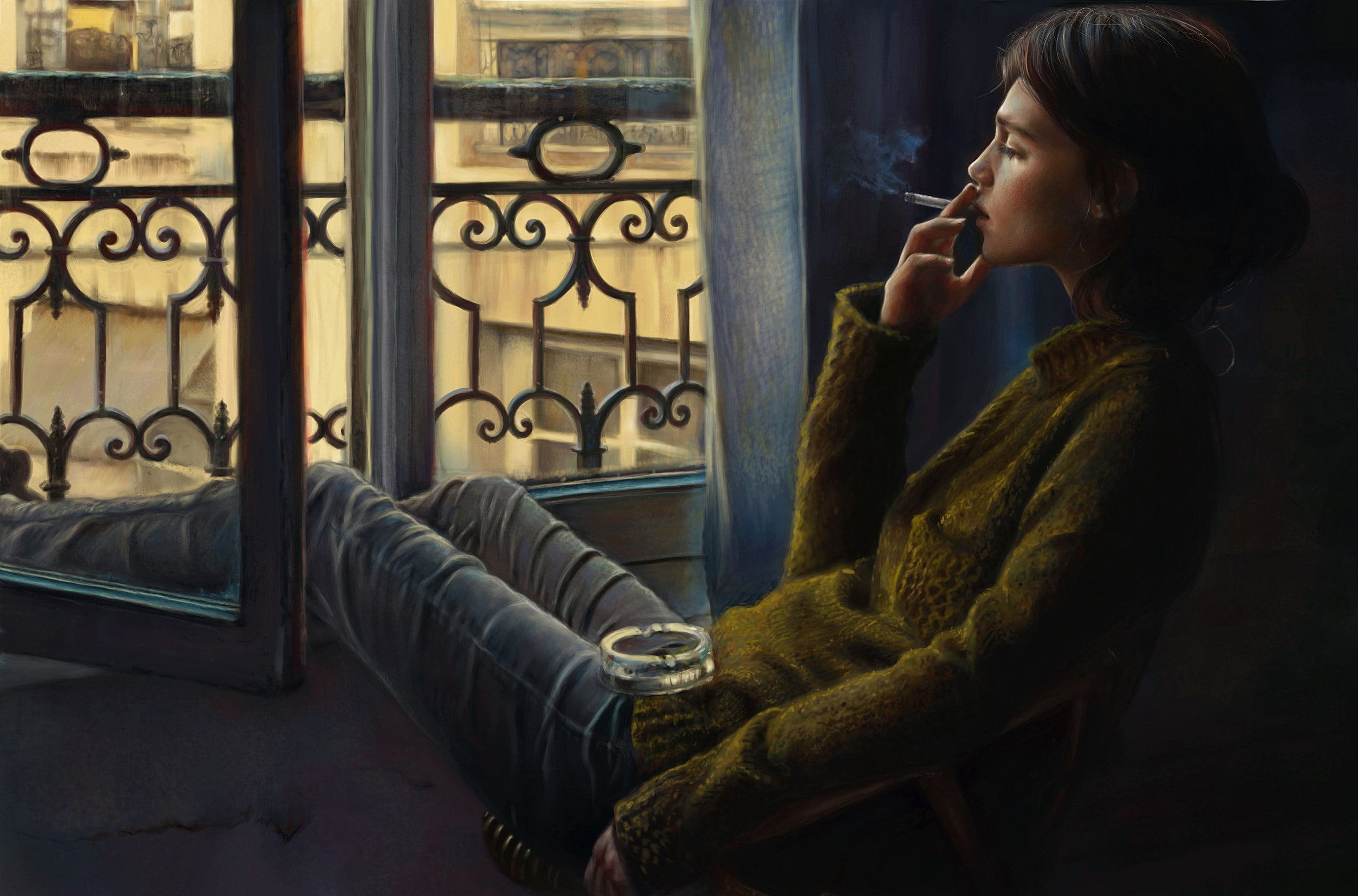 px, hd, nature, x, artwork, 2658x1754 px, cigarettes, women, 2K, sunsets, art, smoking, HD Wallpaper