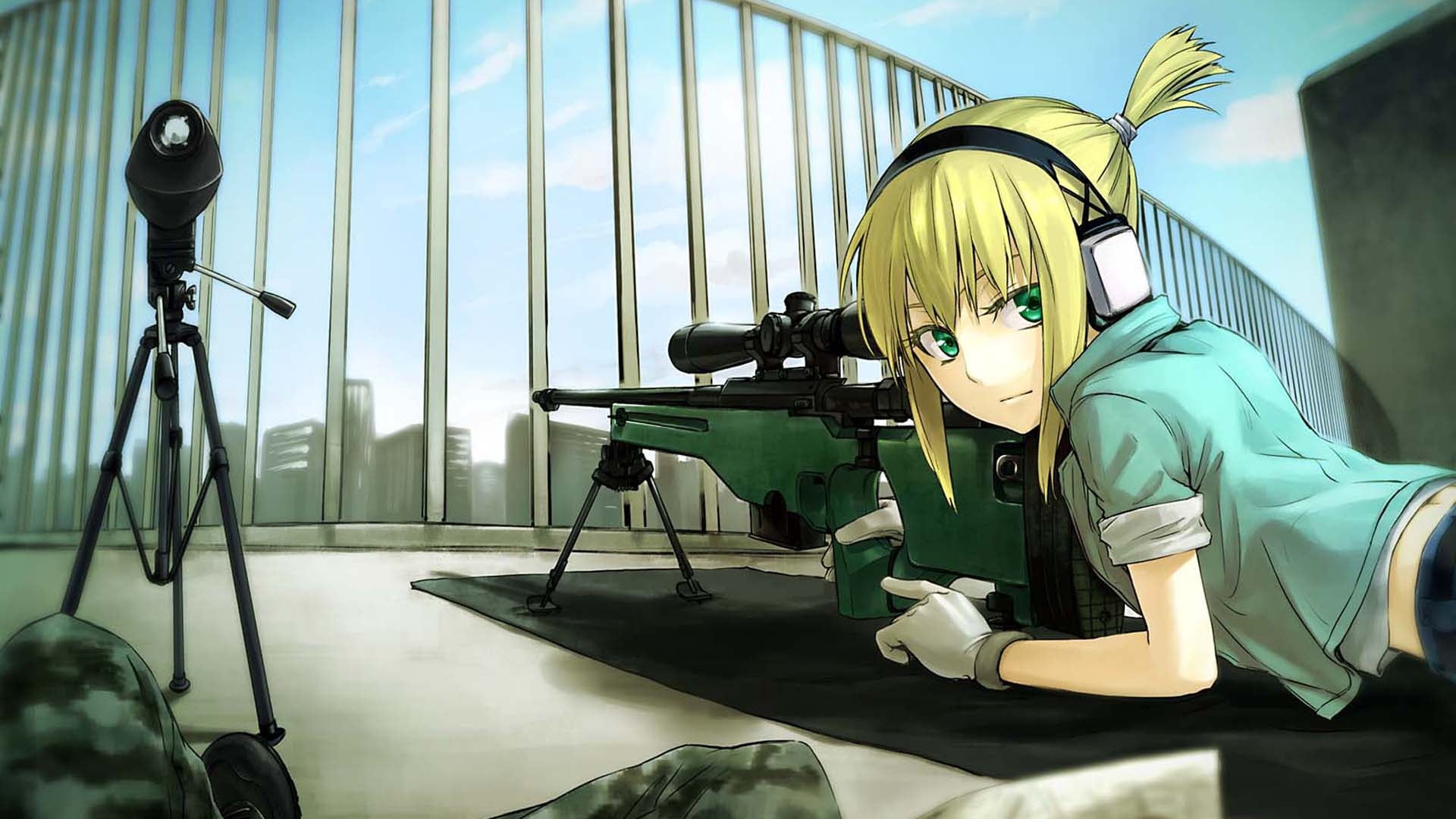 girl, 1080P, building, window, people, operator, representation, weapons, young adult, female, camera - Photographic Equipment, photography themes, yellow, HD Wallpaper