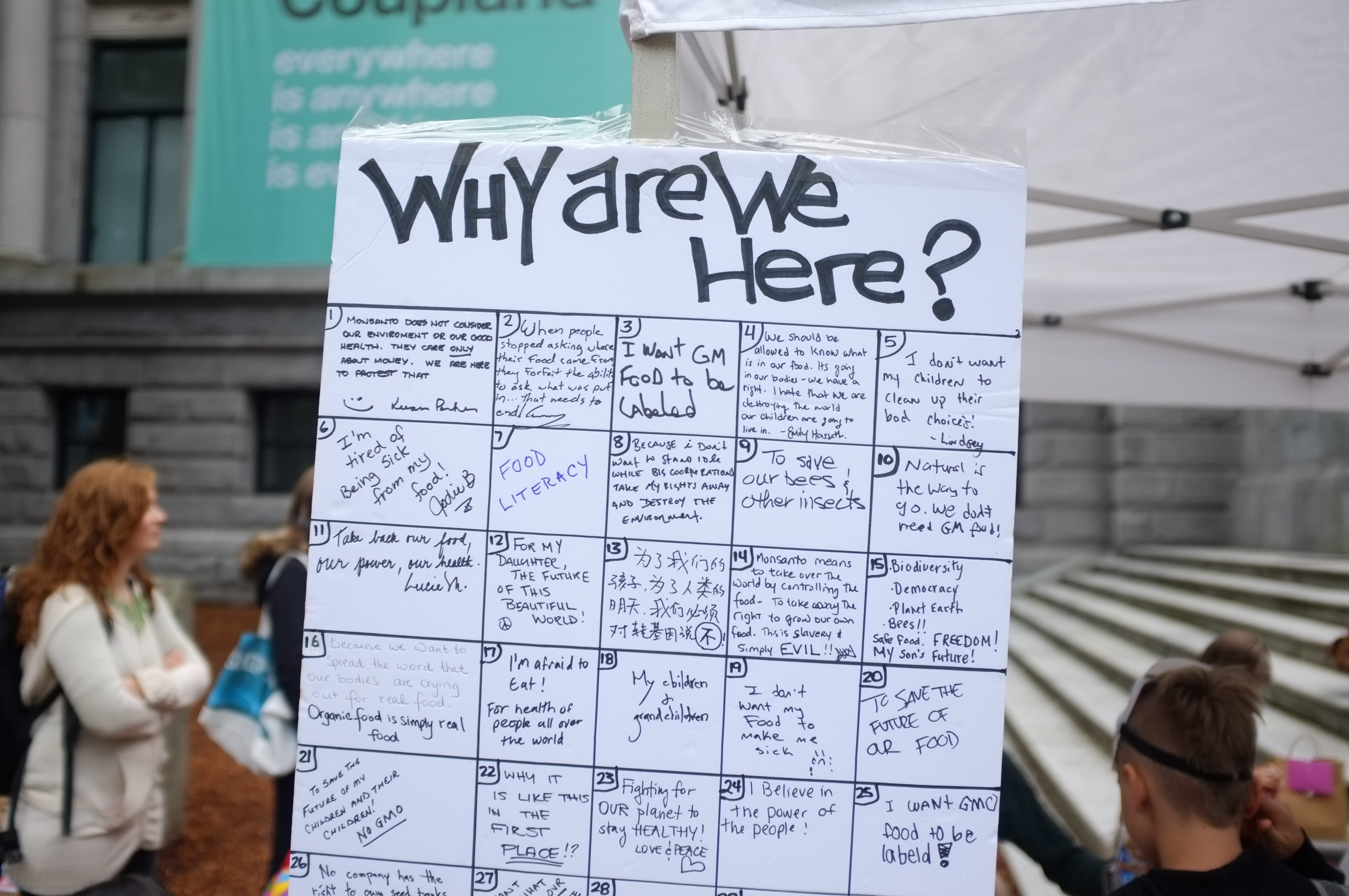 standing, signs, 4K, message, gmo, architecture, women, vancouver, downtown, note - message, text, people, day, communication, western script, protest, HD Wallpaper