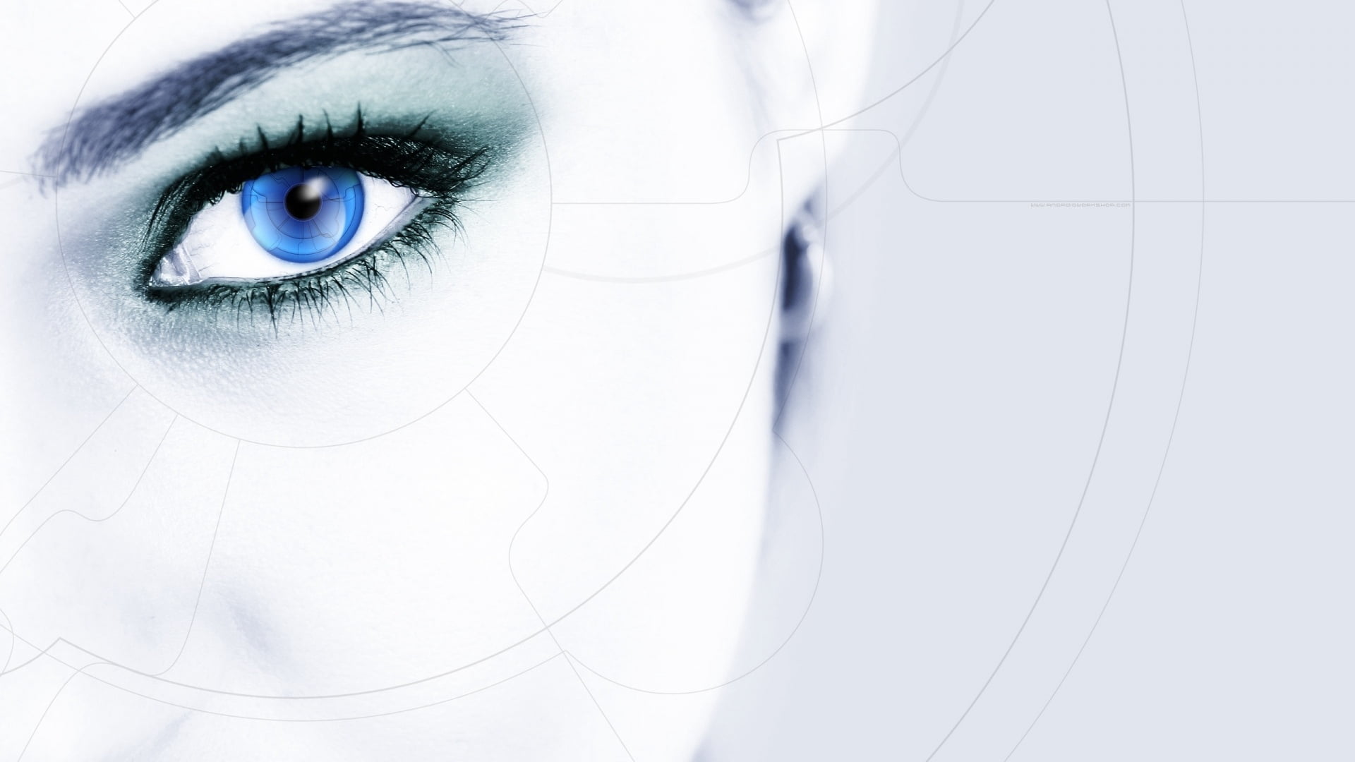 macro, watching, sensory perception, staring, futuristic, backgrounds, blue, beautiful woman, looking, beautiful, blue eyes, eye, line, human Eye, caucasian Ethnicity, HD Wallpaper