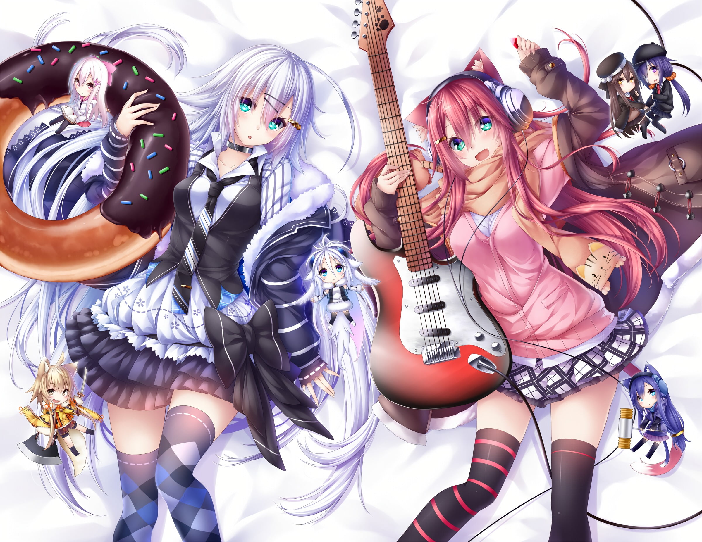 art and craft, clothing, representation, multi colored, amusement park ride, long hair, enjoyment, indoors, jacket, 1080P, celebration, stockings, group of people, HD Wallpaper