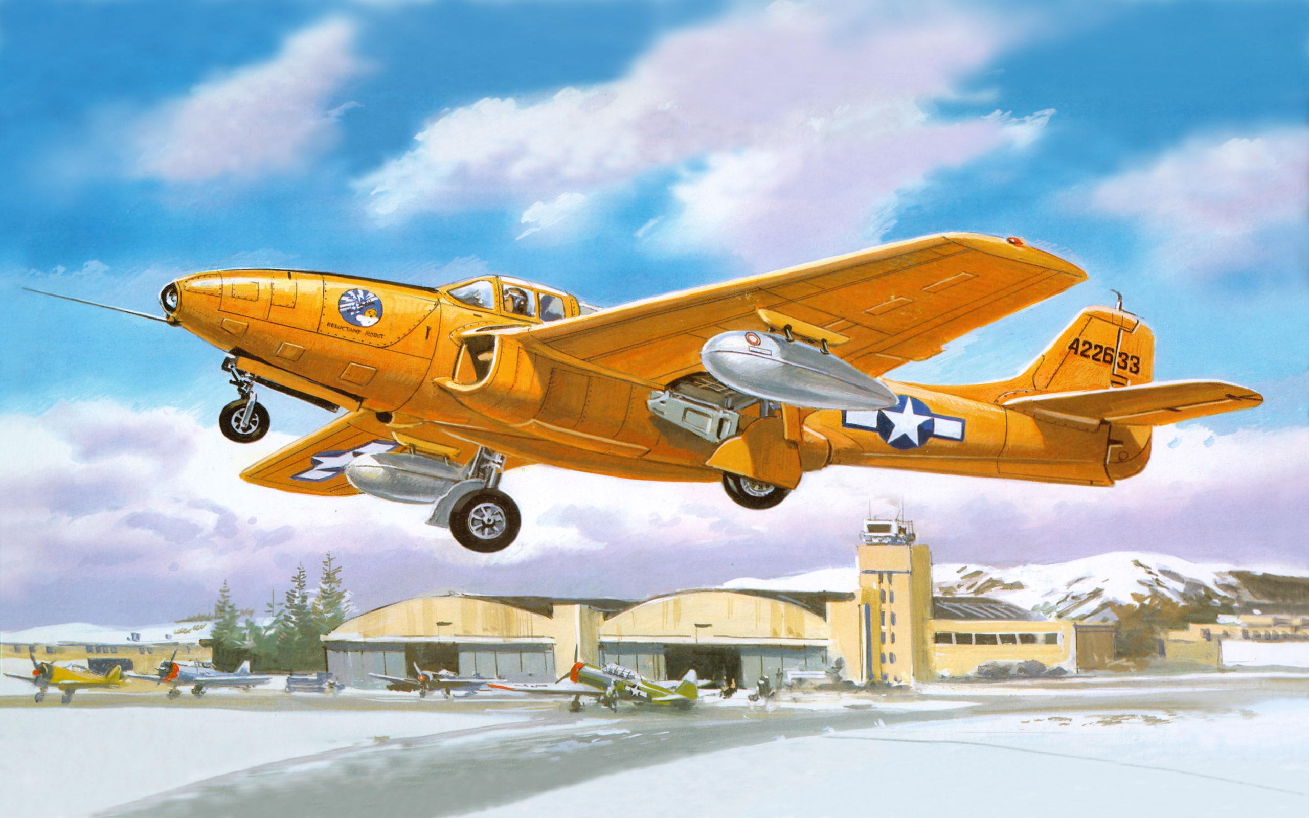 art, painting, airplane, takeoff, aviation, photos, fighter, 2K, HD Wallpaper