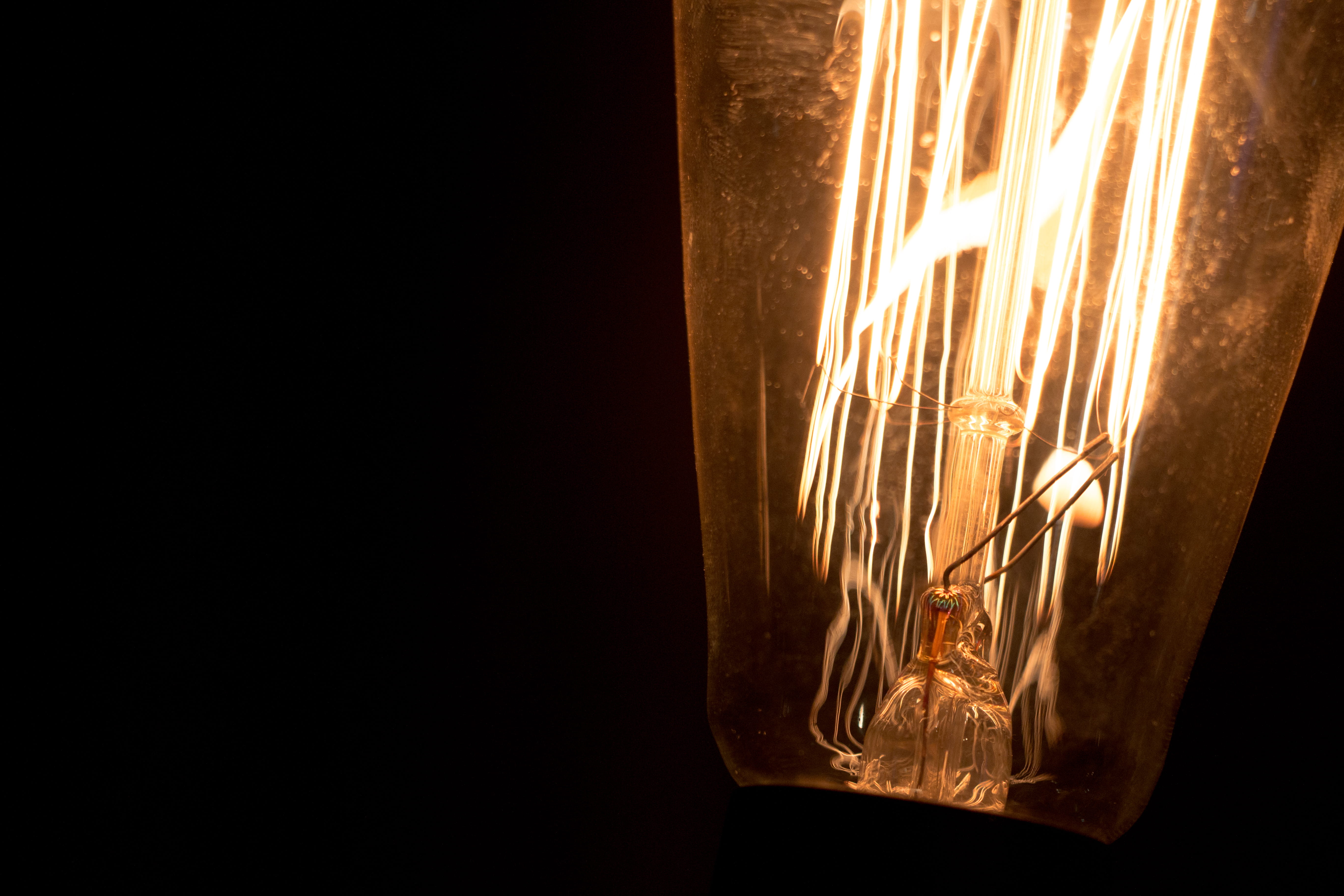 burning, darkroom, light, glass - material, dark, technology, close-up, no people, light - natural phenomenon, studio shot, light bulb, glowing, filament, HD Wallpaper