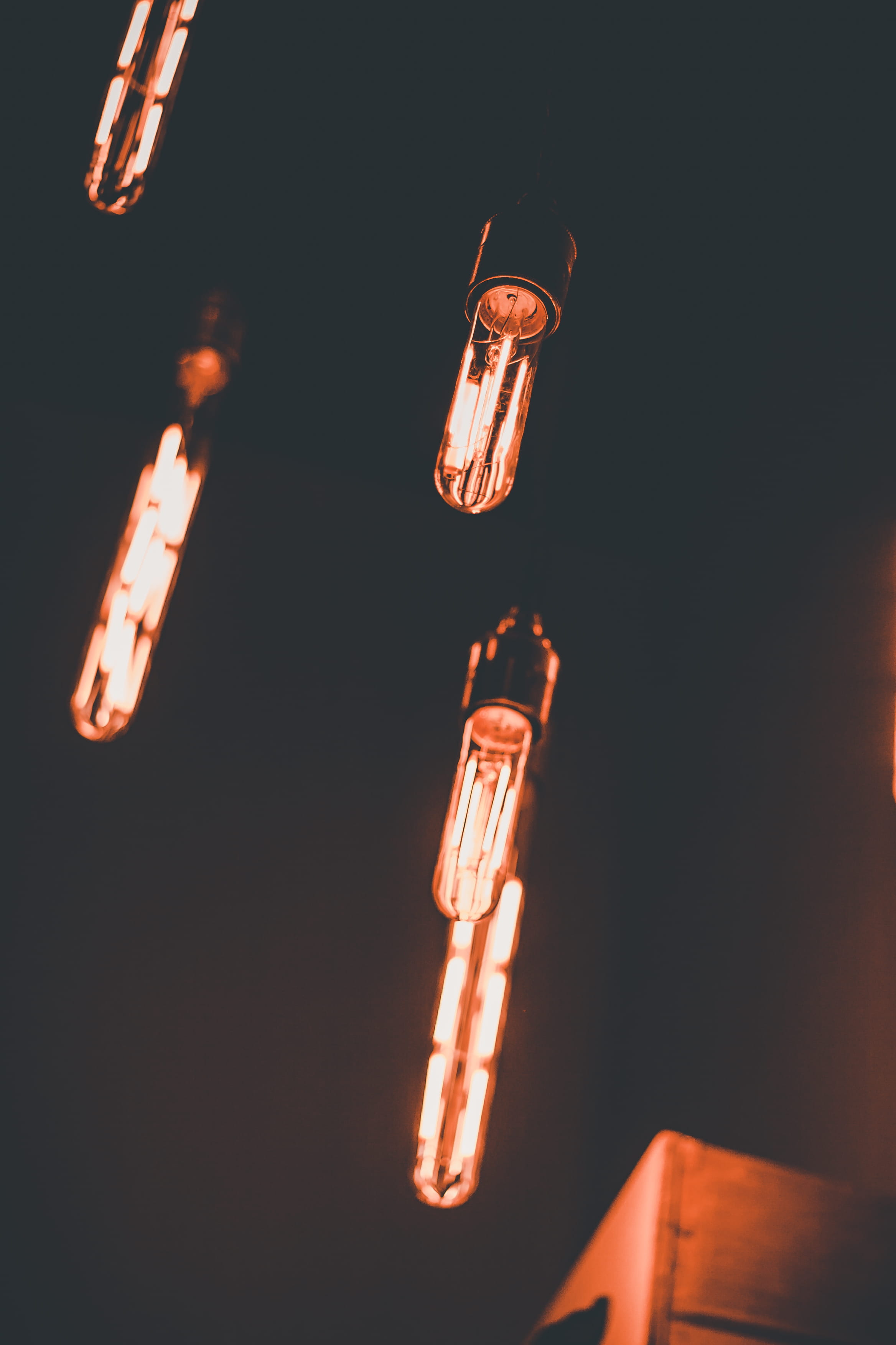 electricity, 2K, low angle view, business, indoors, communication, ceiling lamp, interior design, hanging, no people, illuminated, bulbs, close-up, nature, Phone HD Wallpaper