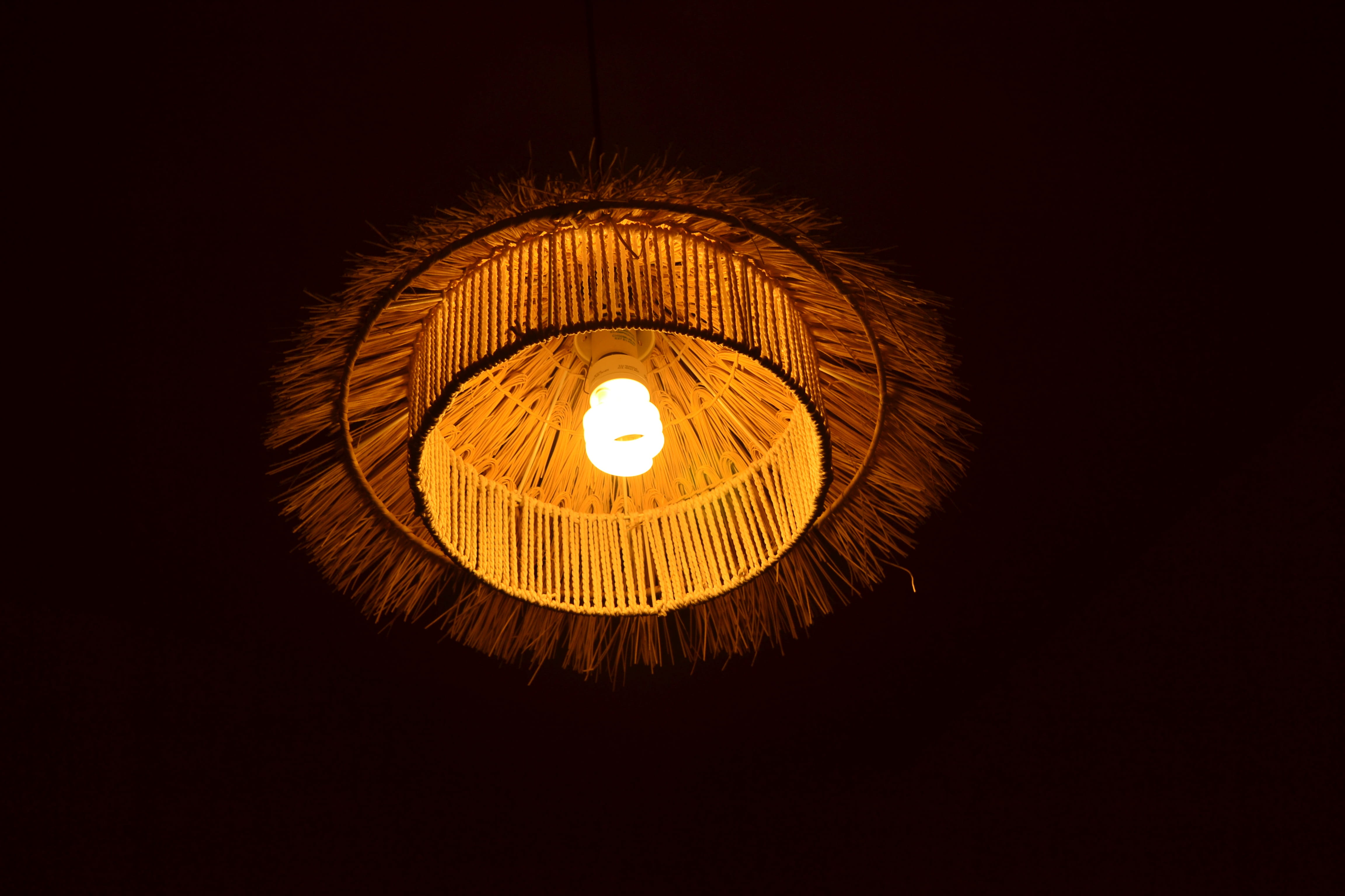 no people, night, lighting equipment, low angle view, indoors, hanging, Electricity, shape, design, Light, circle, close-up, directly below, lantern, glowing, HD Wallpaper