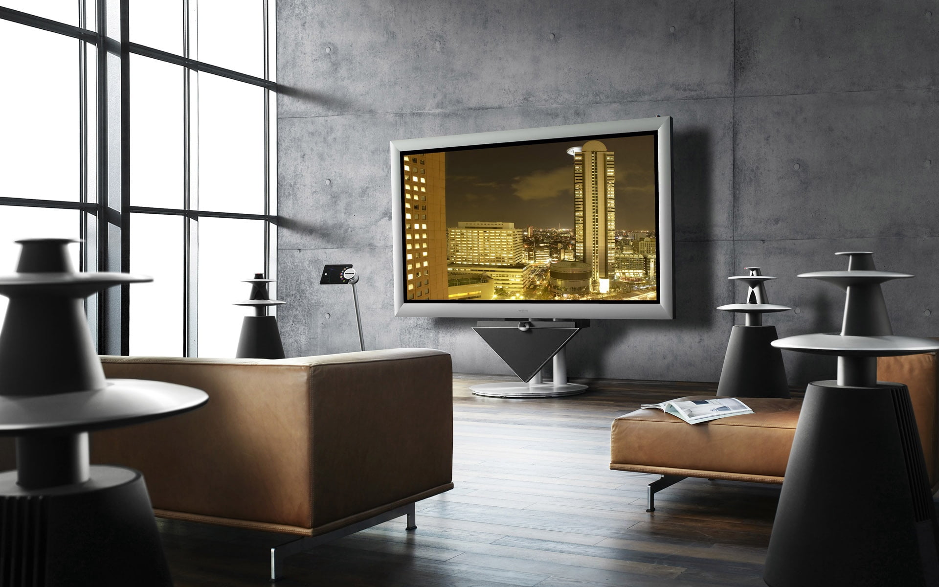 electric Lamp, loft Apartment, television, television Set, armchair, flooring, apartment, glass - material, building, no People, window, design, gray, seat, HD Wallpaper