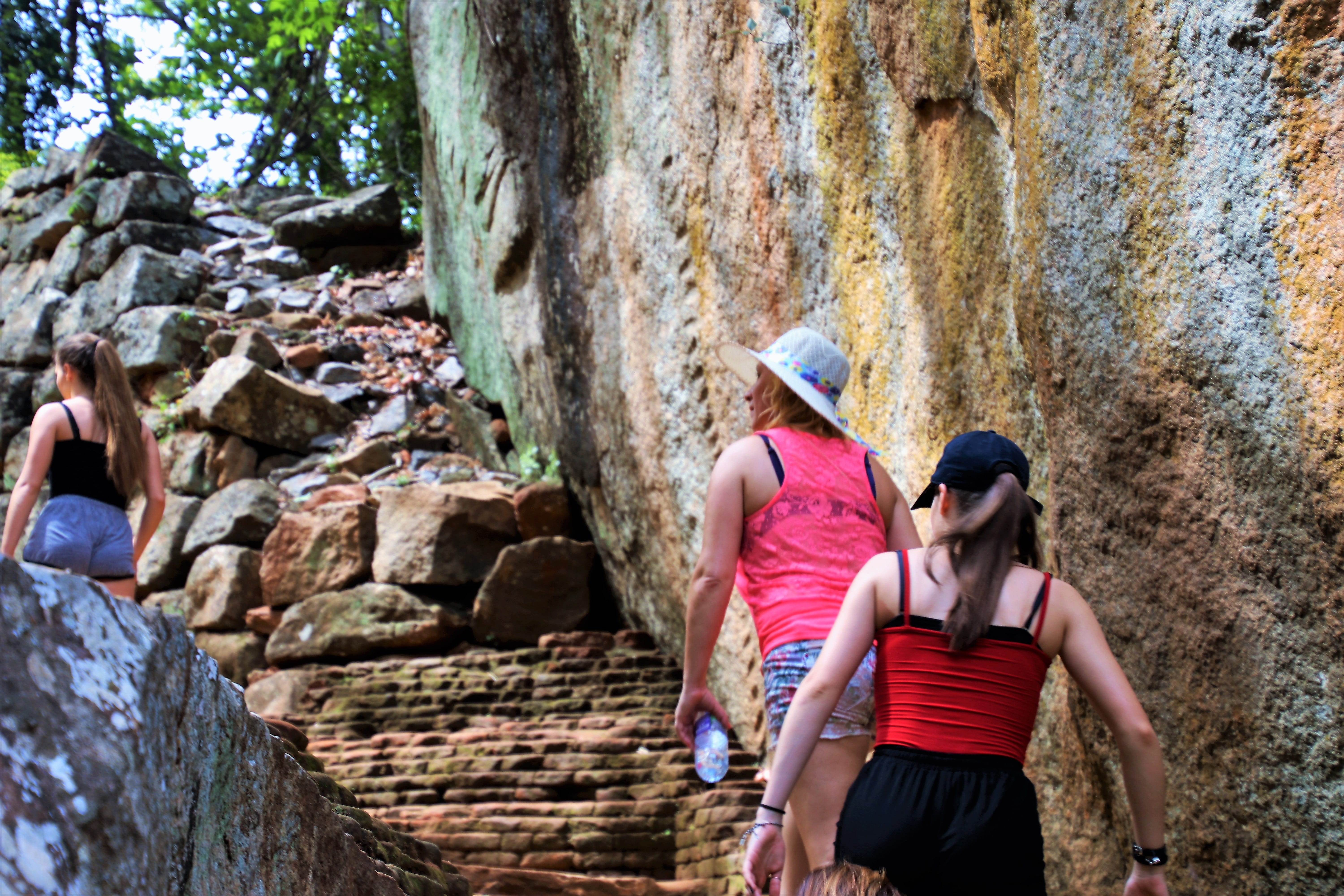 holiday, lifestyle, figure, at the court of, colour, outdoors, rock - object, stairs, people, tree, sri lanka, climb, stage, women, spiritual, buddha, adventure, HD Wallpaper