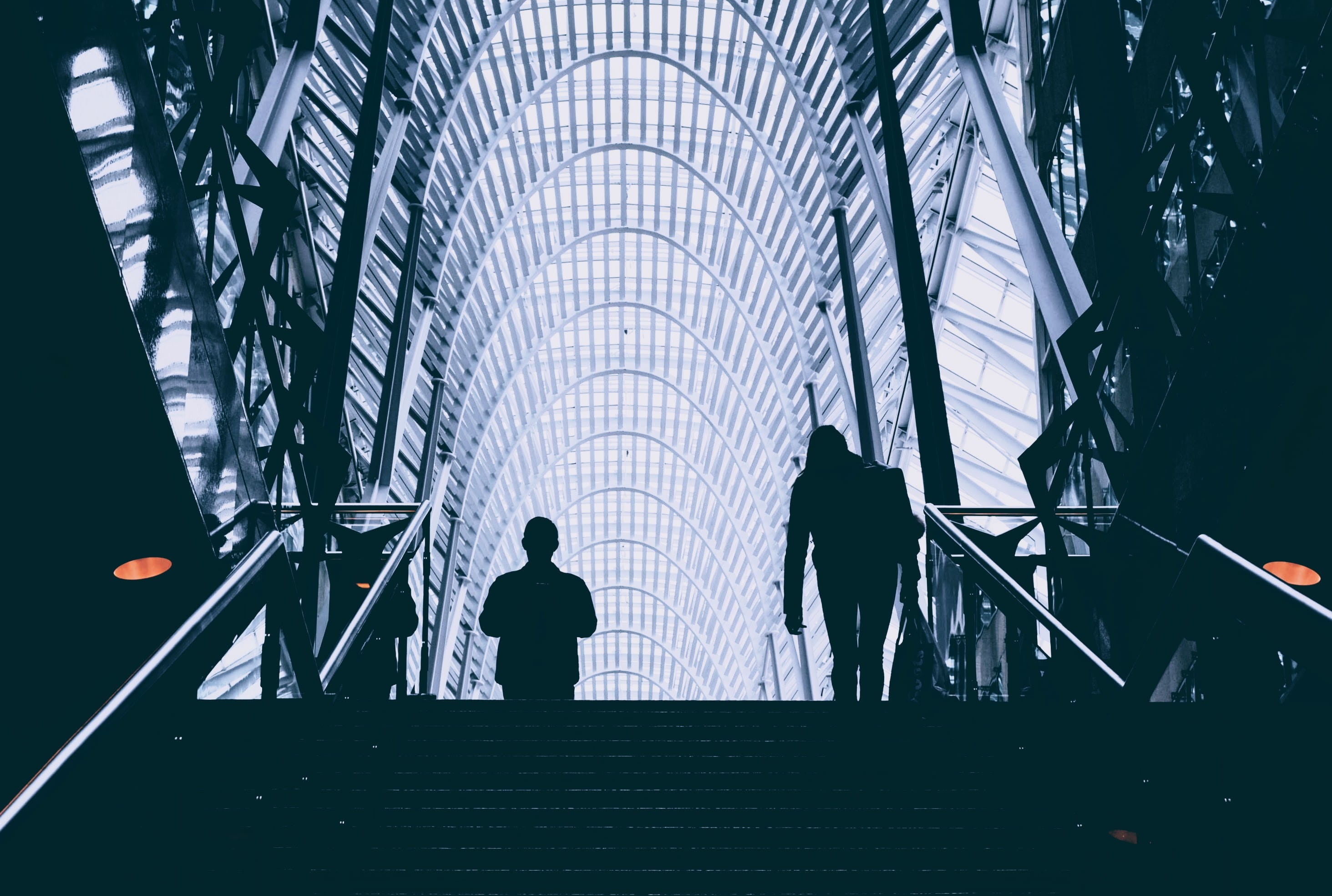 indoors, real people, modern, built structure, city, staircase, silhouette, stair, day, climbing, 2K, walking, rear view, person, men, leisure activity, HD Wallpaper