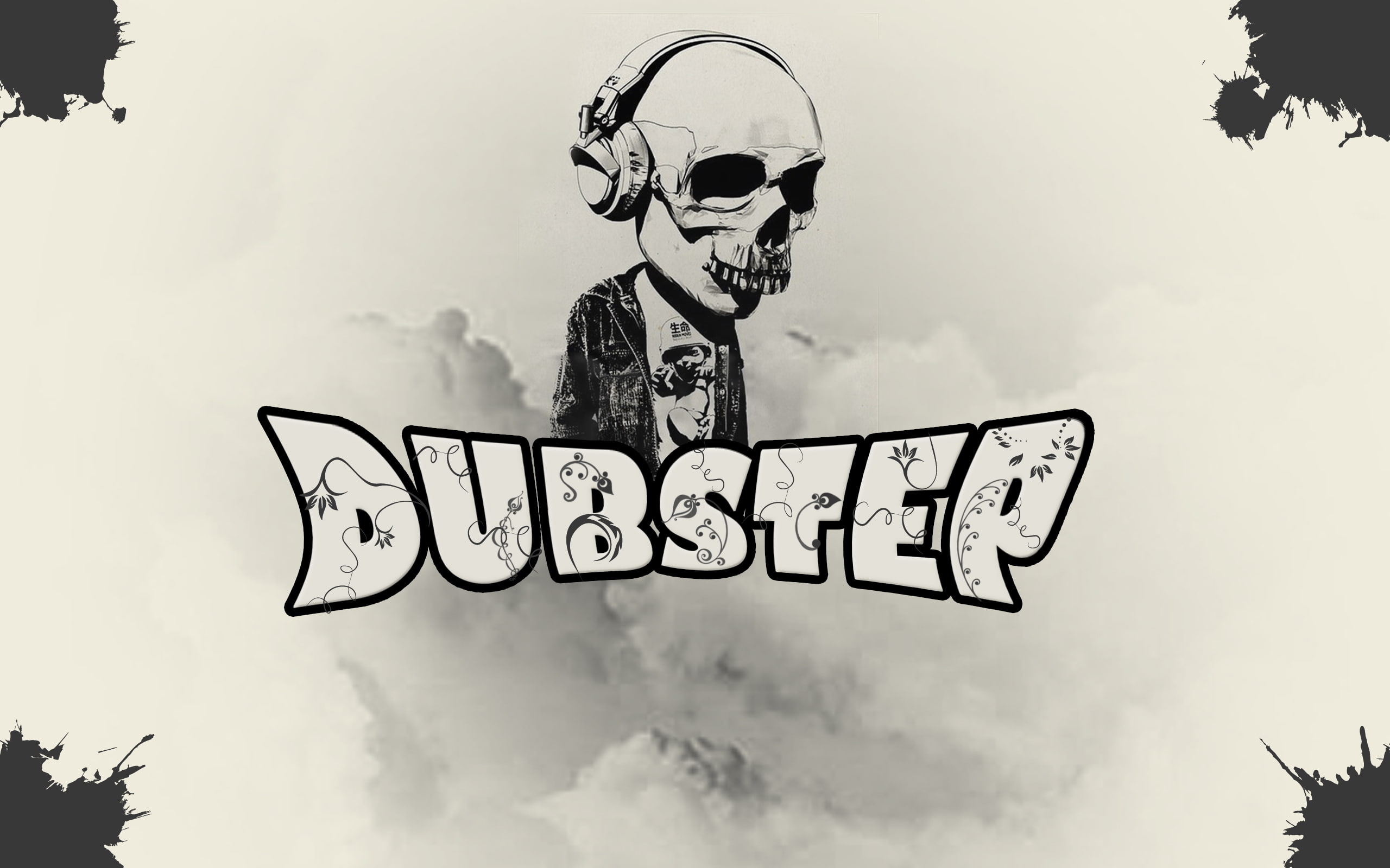 skull, grey, blots, dubstep, 2K, patterns, HD Wallpaper