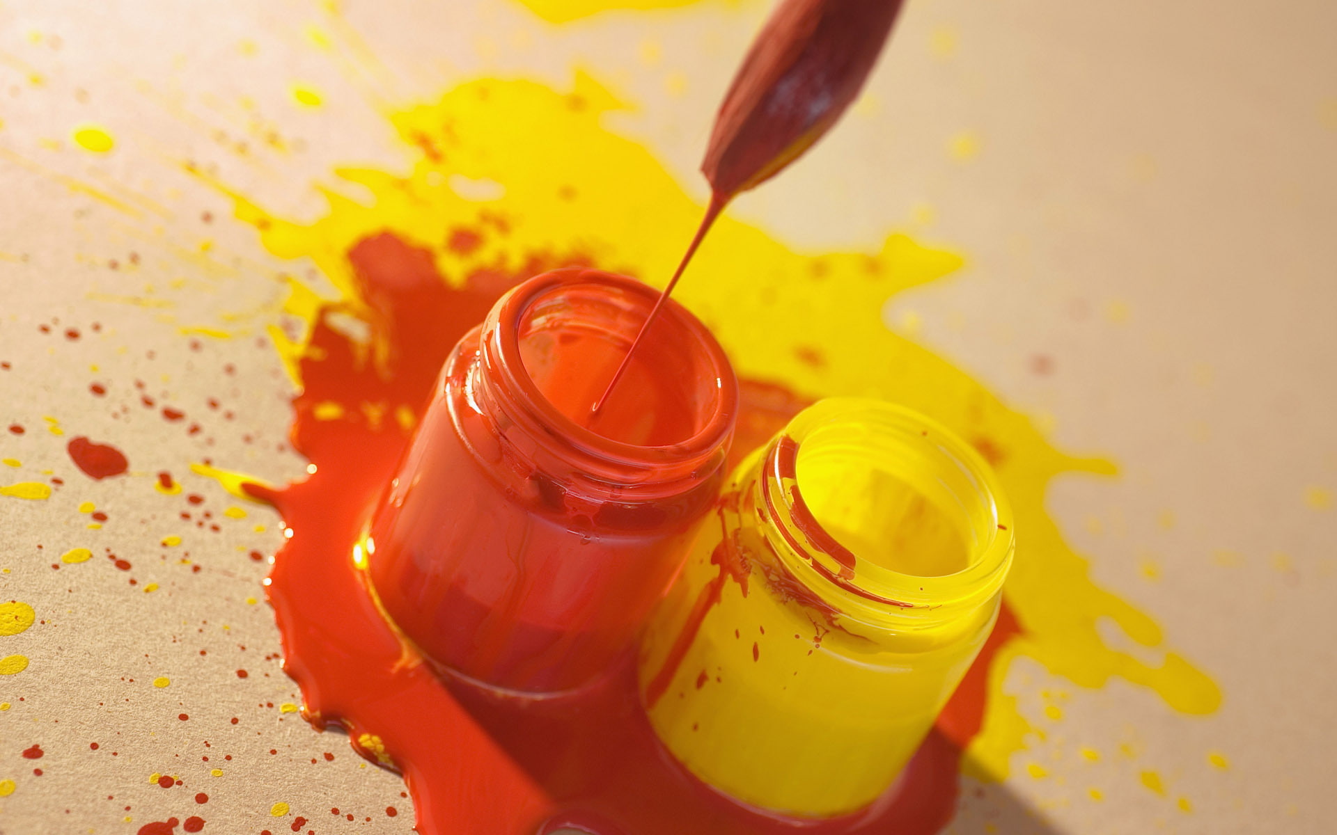 1080P, ORANGE, YELLOW, BRUSH, PAINT, CAPACITY, BLOTS, HD Wallpaper