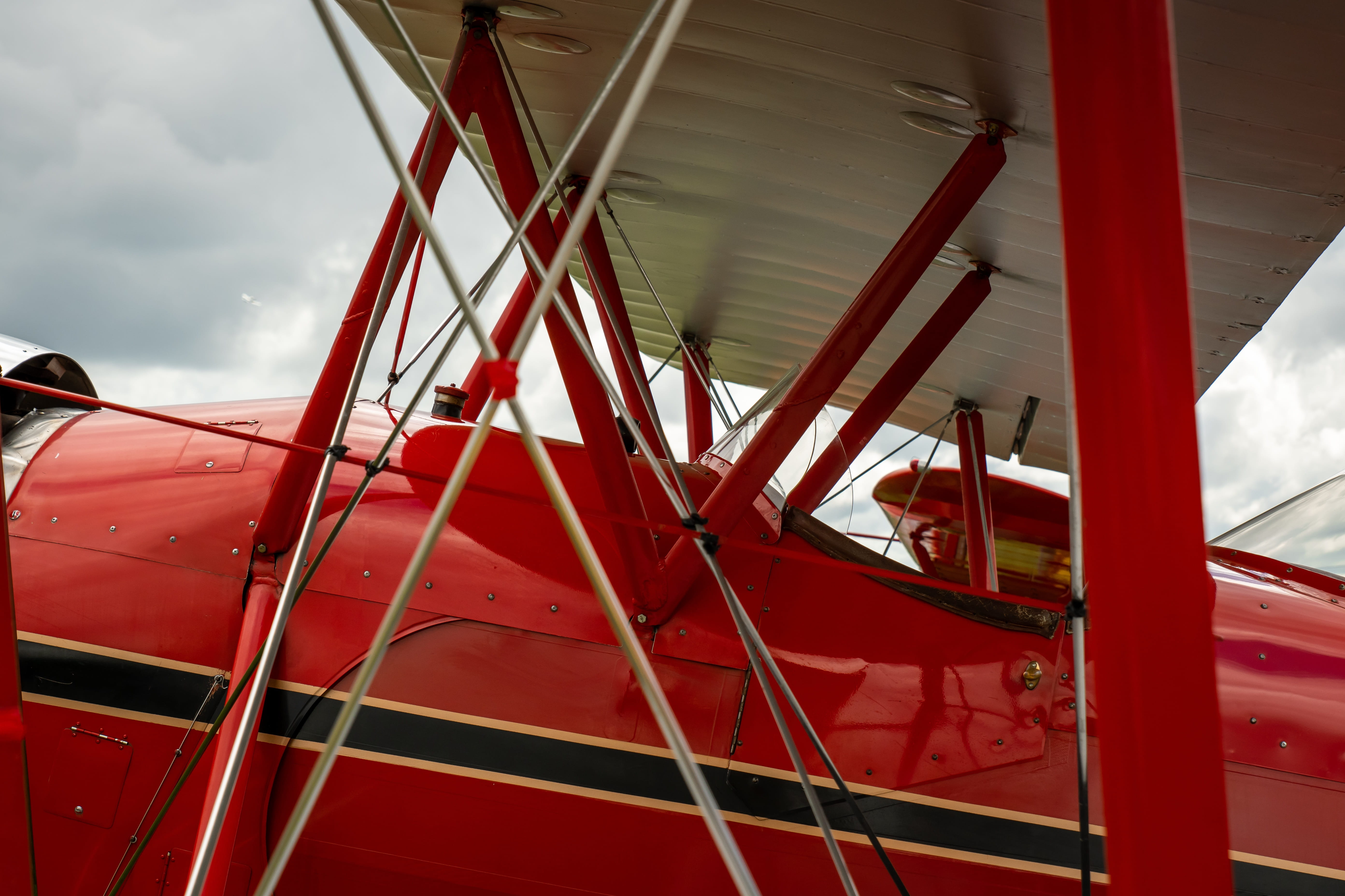 biplane, mode of transportation, red, aircraft, metal, aviation, old, airshow, nautical vessel, travel, industry, architecture, 5K, nature, transportation, HD Wallpaper