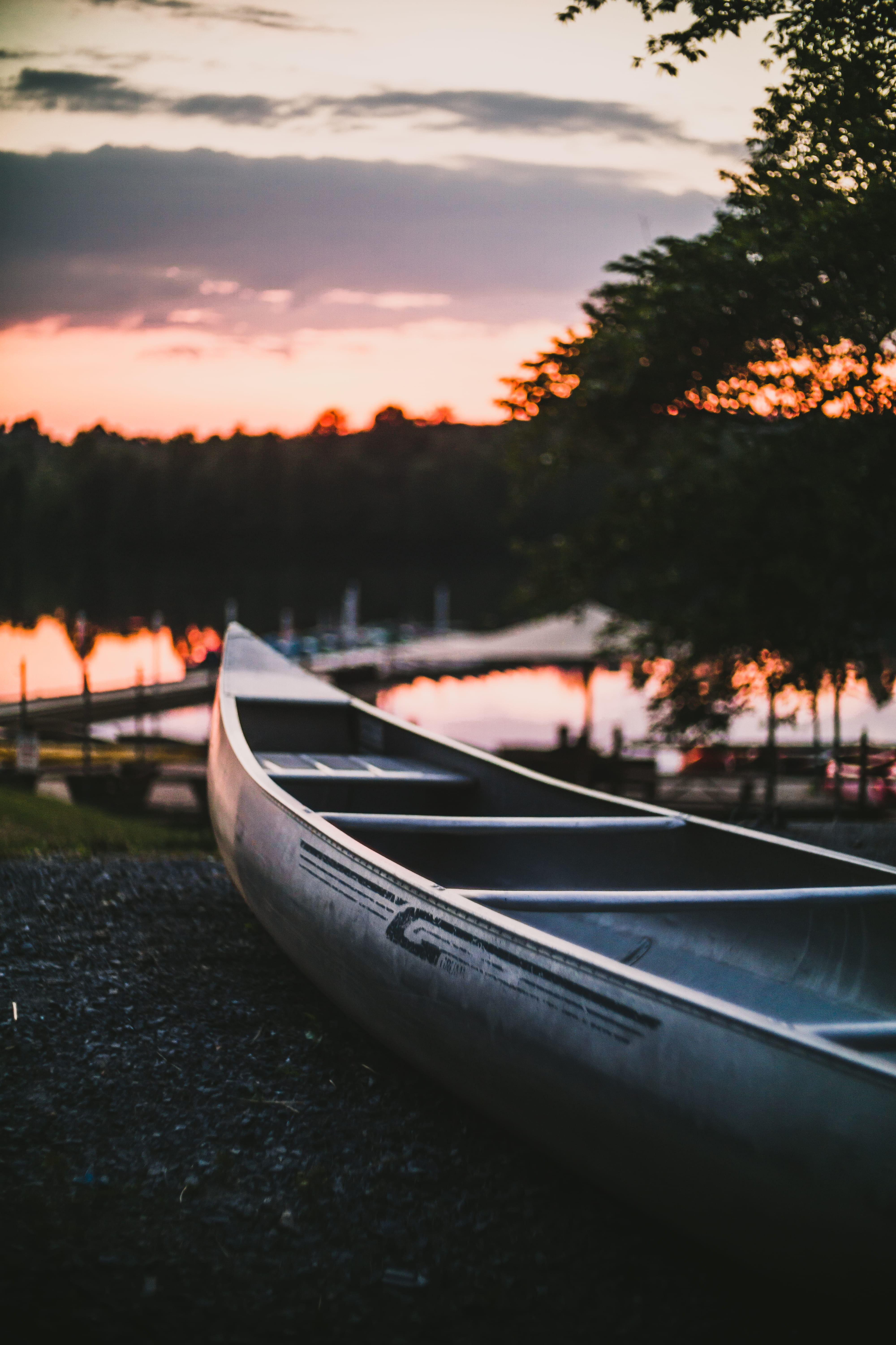 mode of transportation, nautical vessel, transportation, orange color, canoe, sunset, no people, sunrise, image, perfection, transport, moored, selective, Phone HD Wallpaper