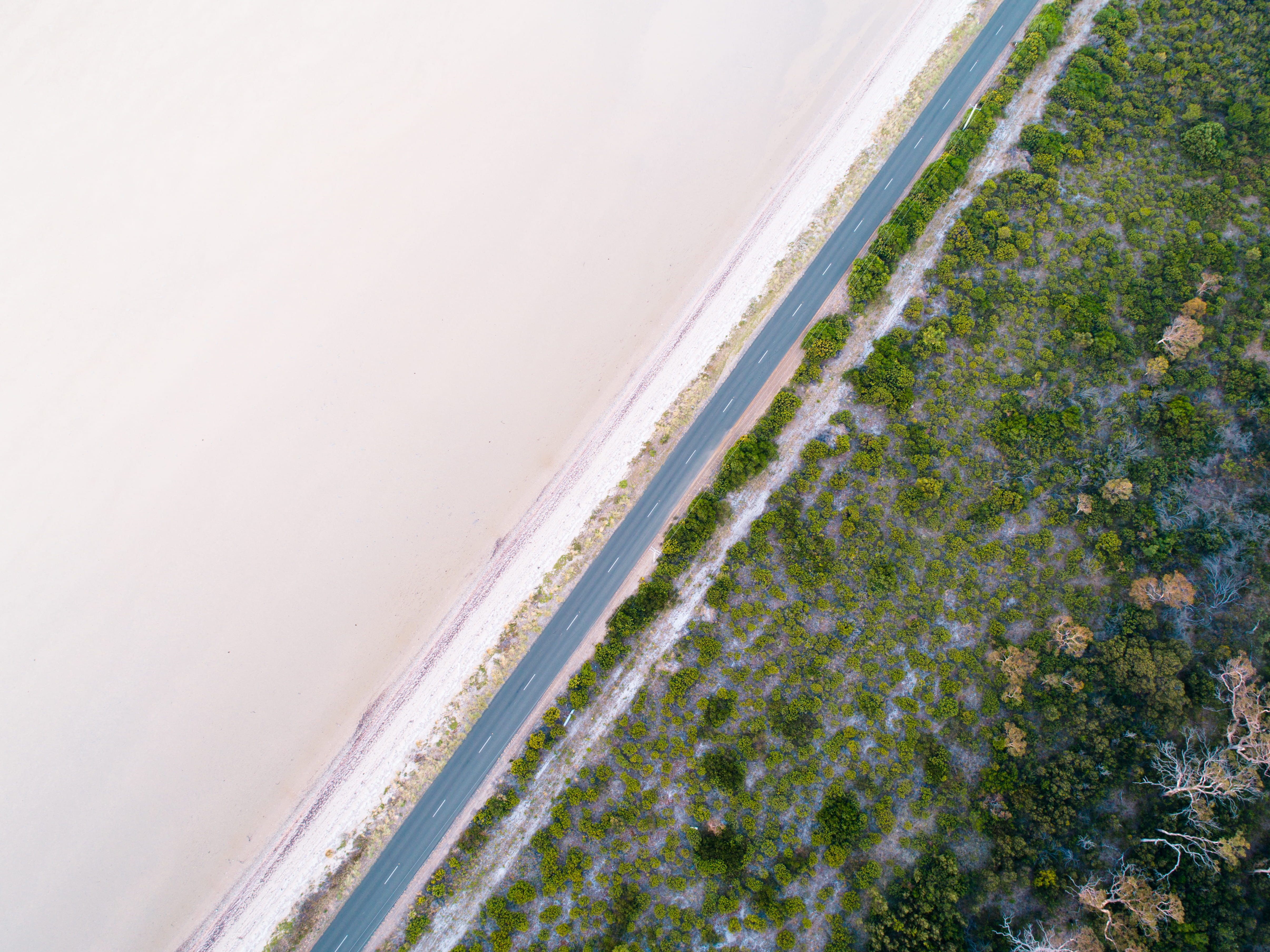 nature, road, 4K, beach sand, scenics - nature, beach, motion, tranquility, symmetrical, minimalistic landscape, split, view, no people, diagonal, beauty in nature, HD Wallpaper