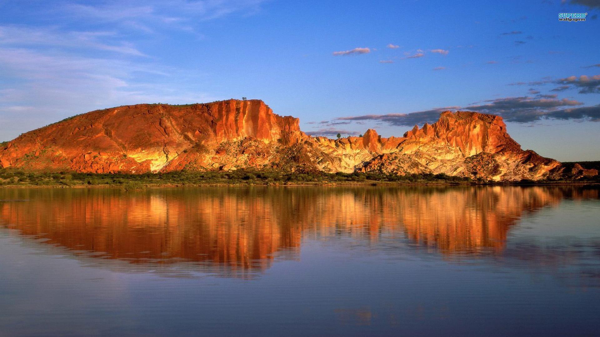 valley, conservation, reserve, lake, sunlight, rainbow, cliffs, rocks, 1080P, reflection, nature and landscapes, HD Wallpaper
