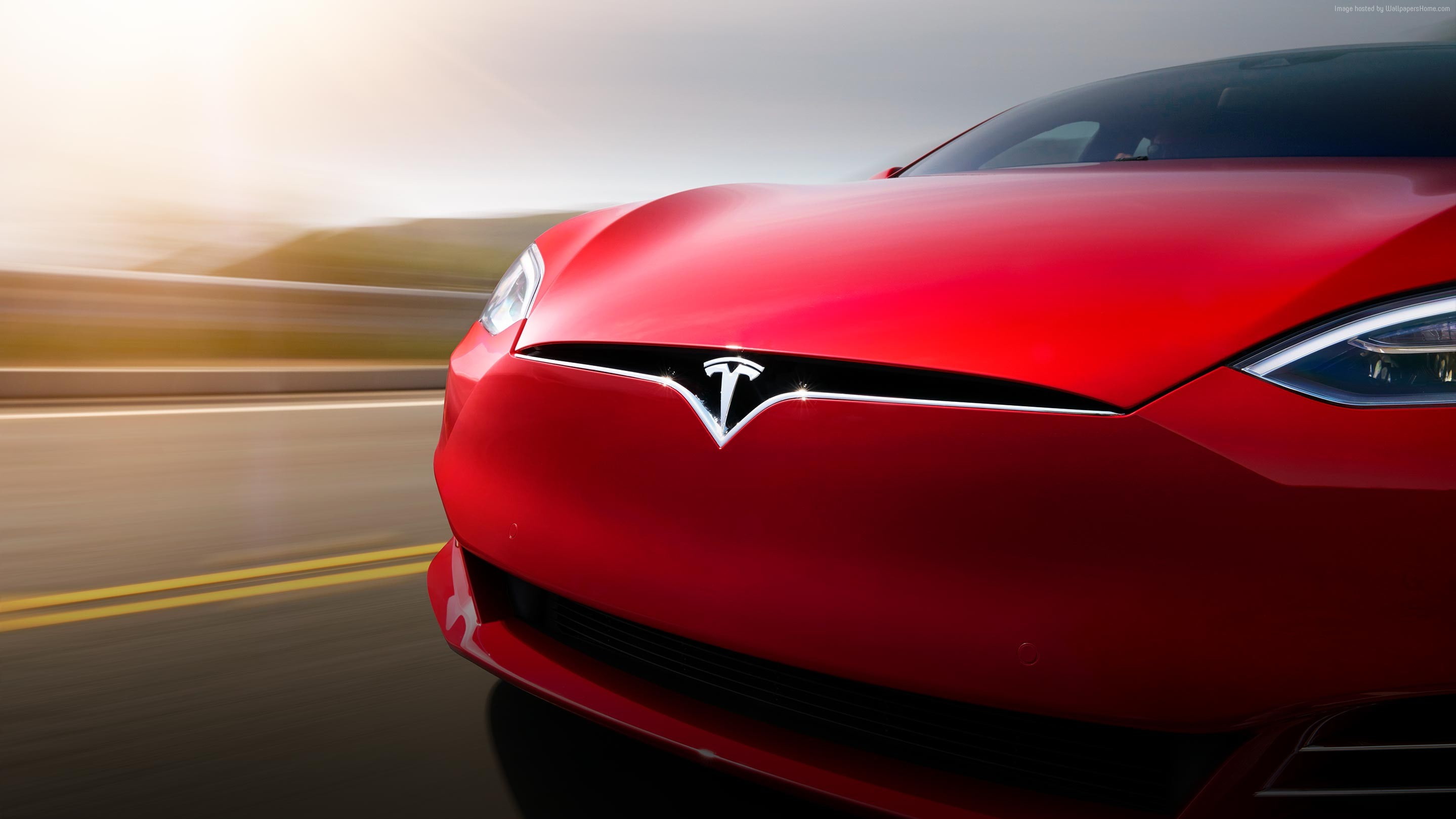 red, Tesla Model S, 2K, front, HD Wallpaper