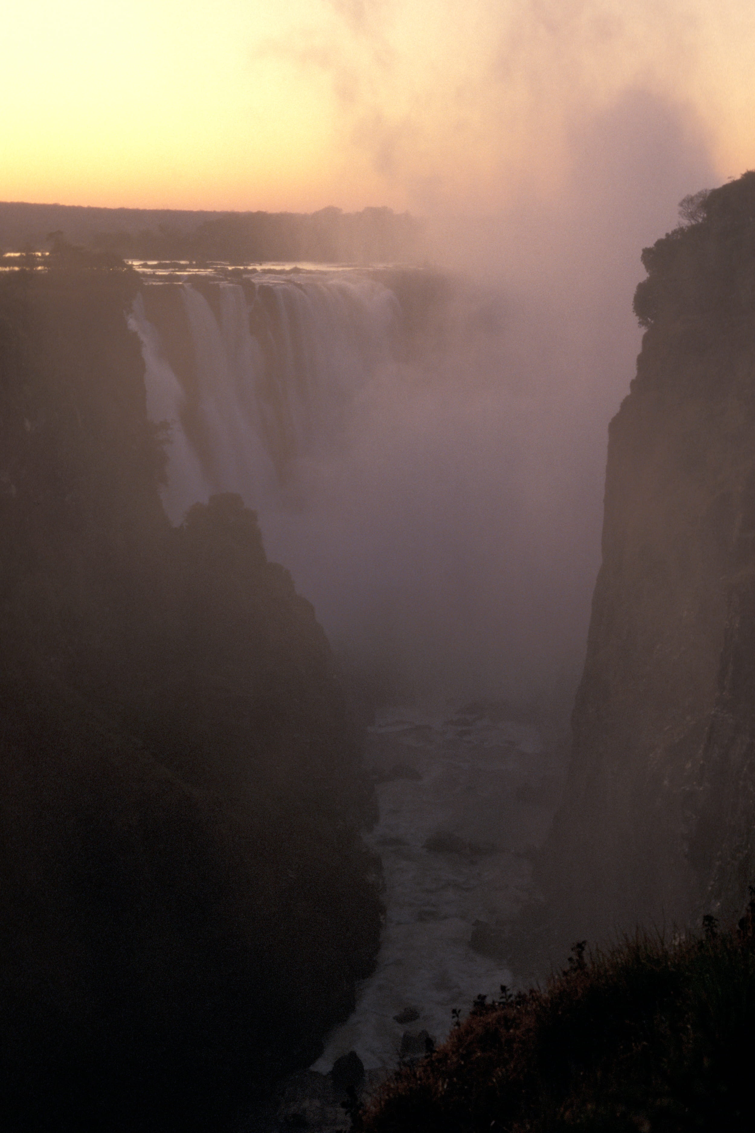 day, flowing, power in nature, sunrise, rocks, tranquility, africa, misty, environment, water, travel destinations, tranquil scene, outdoors, waterfall, Phone HD Wallpaper