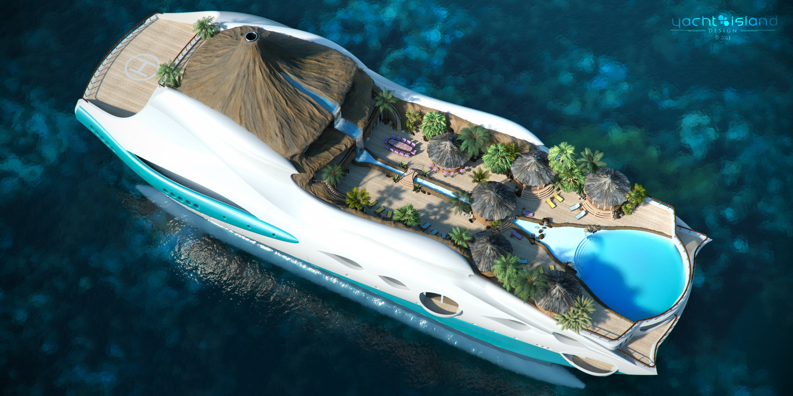 tip 2, Yacht island, Futuristic, the project, 2K, superyacht, gesign, the yacht-island, HD Wallpaper