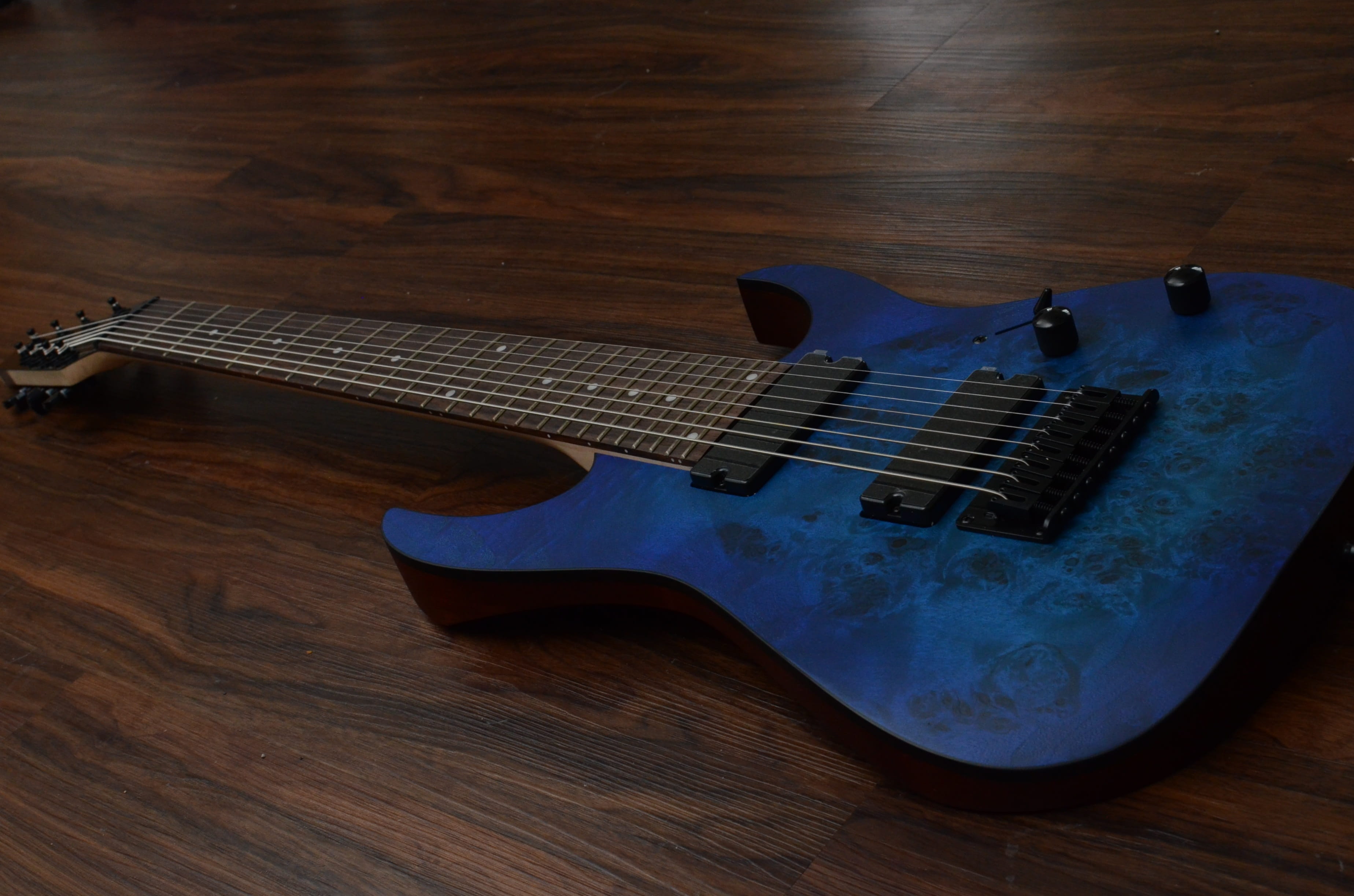 Guitar, djent, string, day, table, no people, single object, Ibanez, musical equipment, indoors, blue, musical instrument string, high angle view, close-up, HD Wallpaper