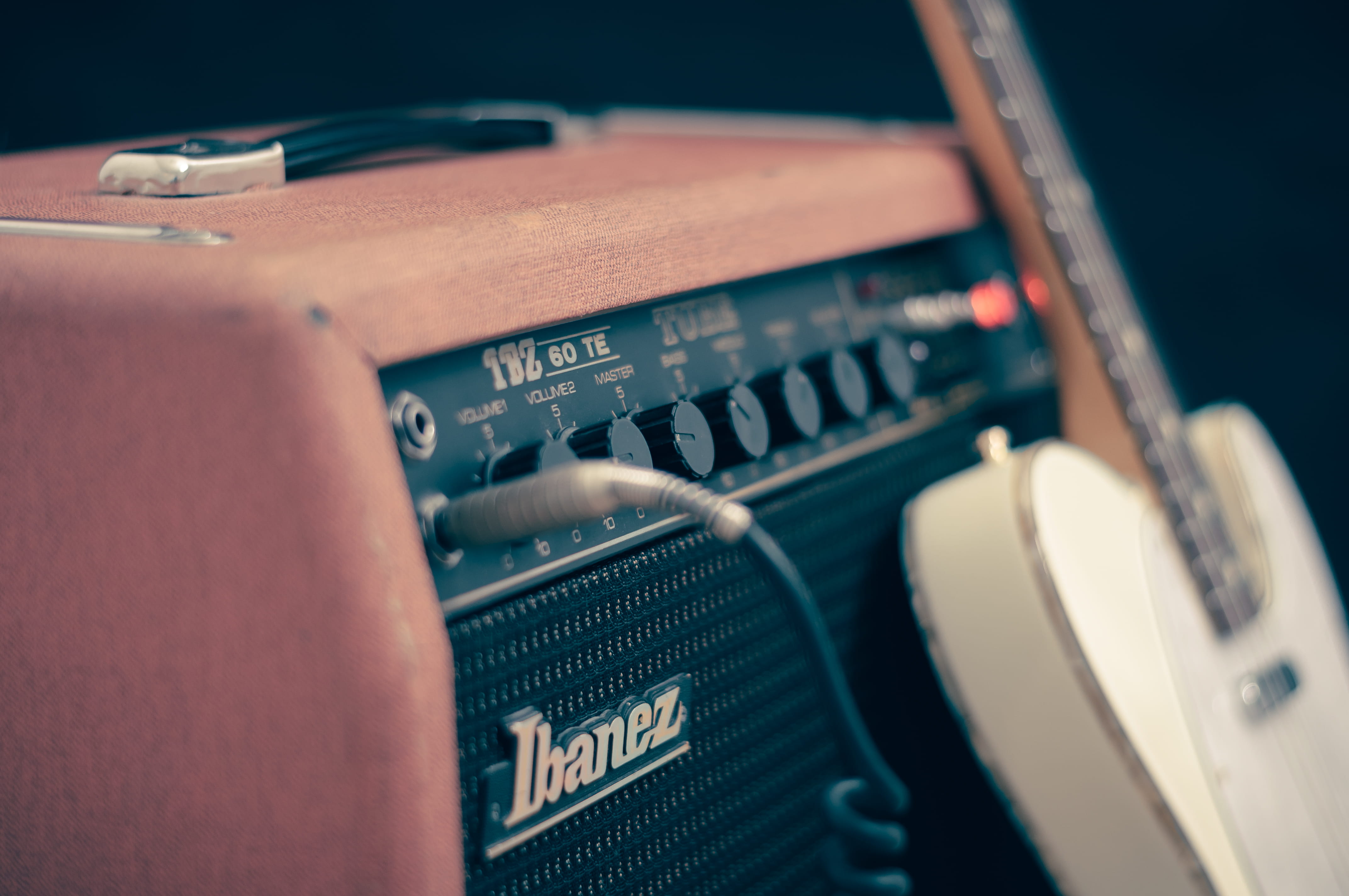 control panel, equipment, arts culture and entertainment, amplifier, technology, 4K, ibanez, indoors, plugged, music, close-up, selective focus, connection, HD Wallpaper