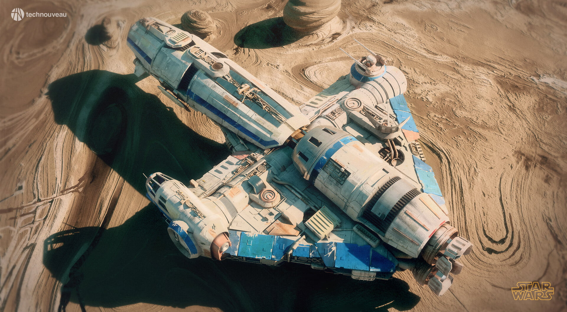 Star Wars, ArtStation, spaceship, Corellian Tanker, digital art, 1080P, science fiction, HD Wallpaper