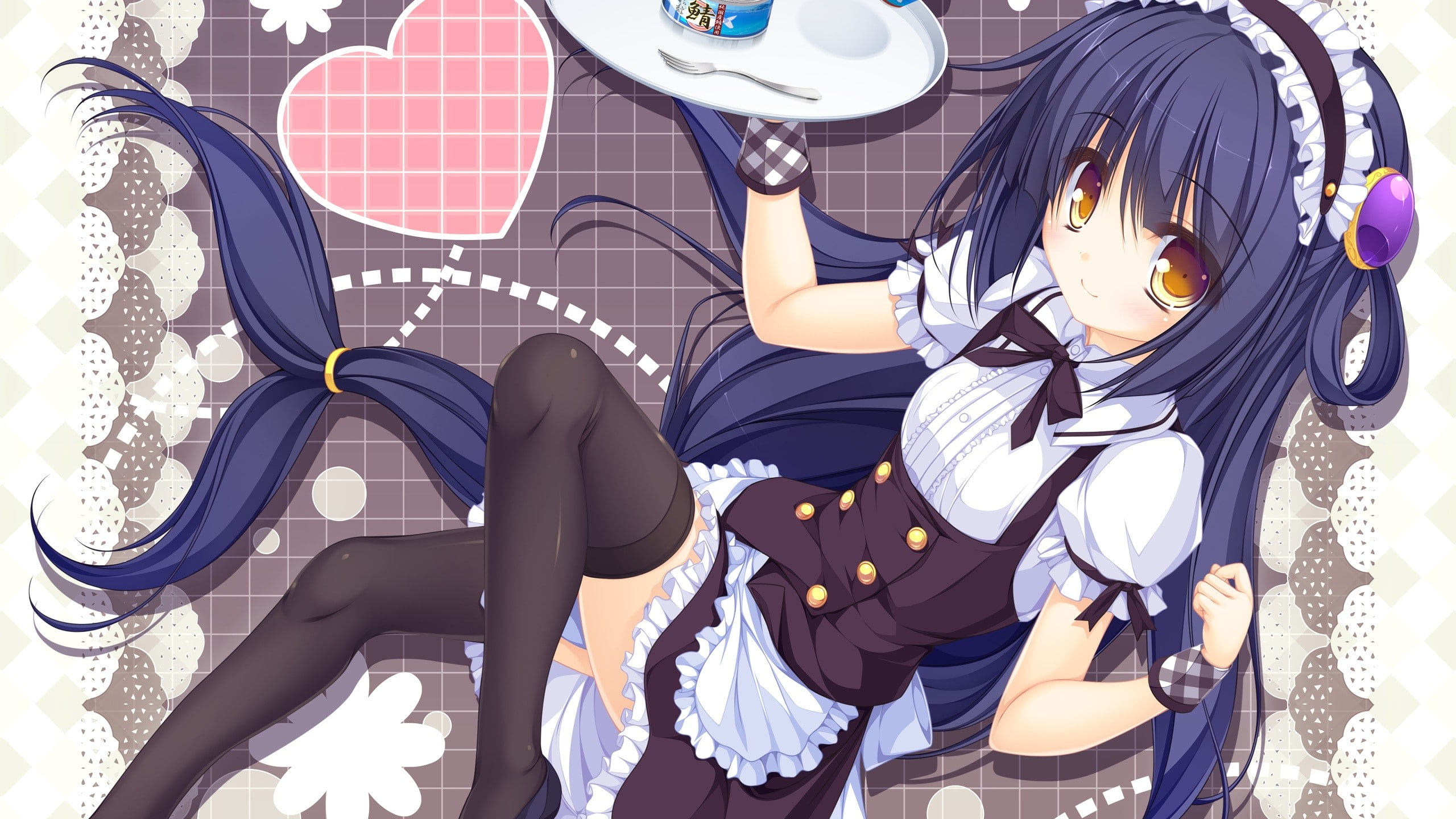novel, 2K, riru whale, kujiragami no tearstilla, whale, maid outfit, visual novel, outfit, visual, maid, anime girls, anime, girls, tearstilla, kujiragami, HD Wallpaper