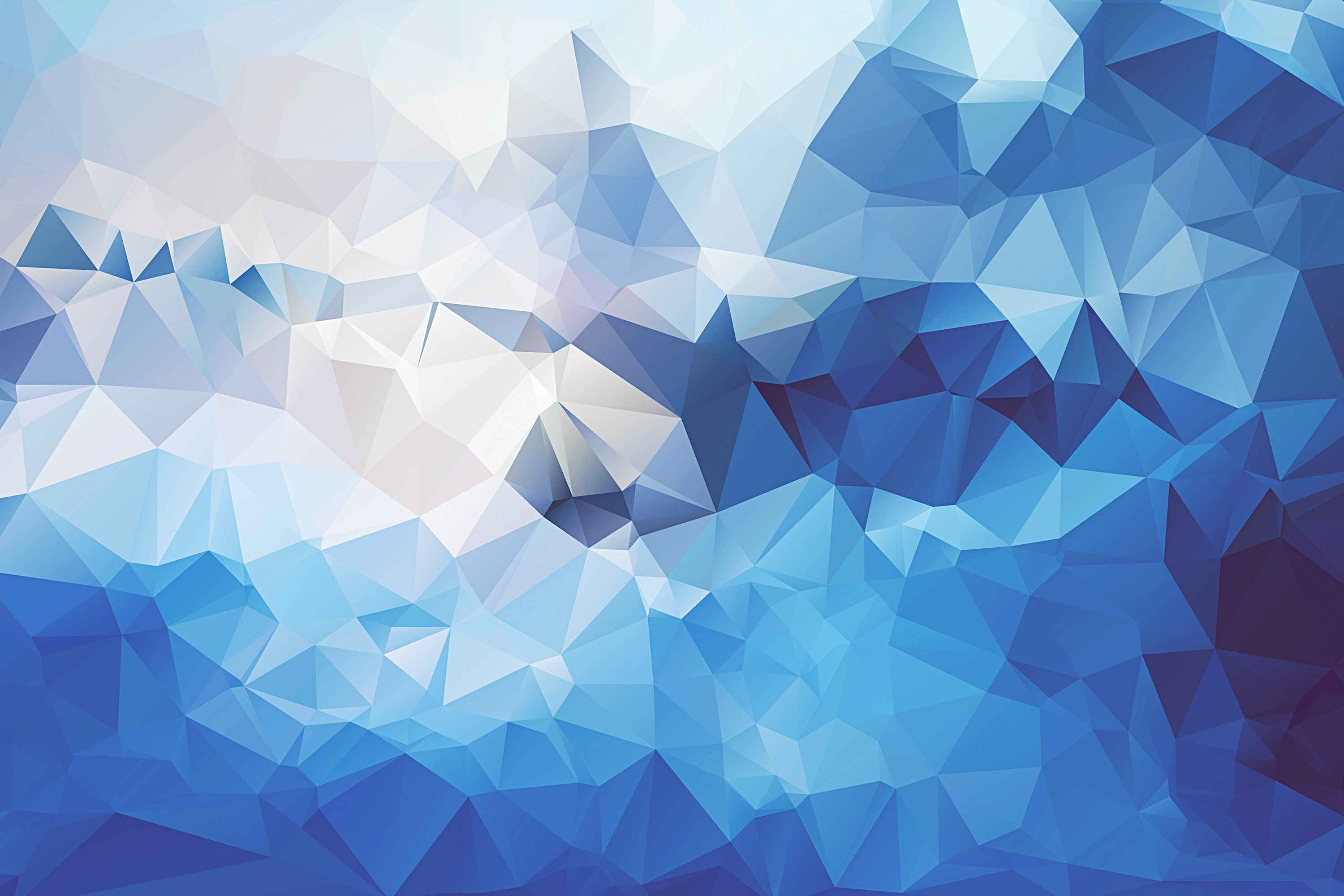 abstract, digital art, geometry, low poly, artwork, blue, 2K, HD Wallpaper